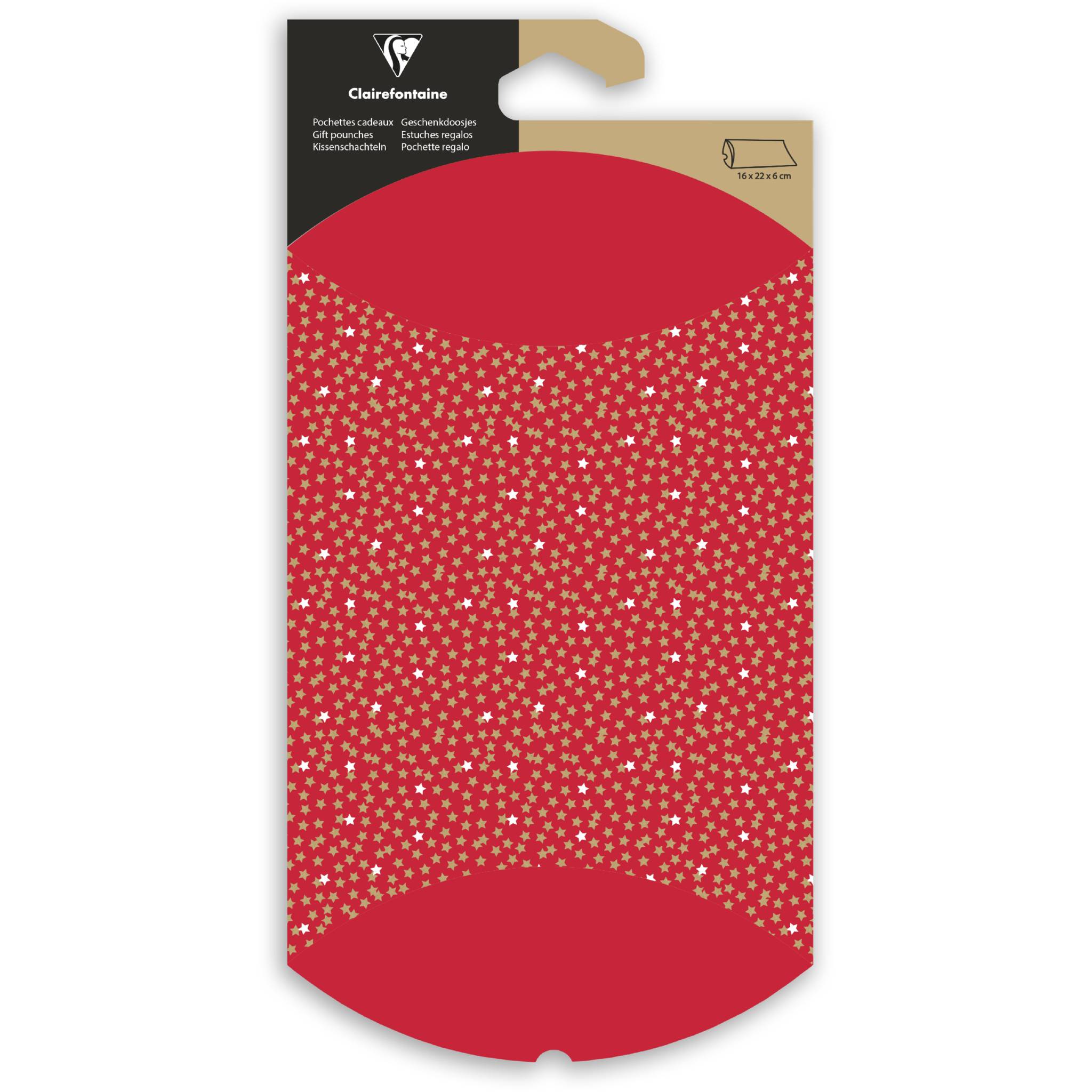 Clairefontaine 6x Geschenketui, 16x22cm, Kraft, Sterne - Rot 618012C