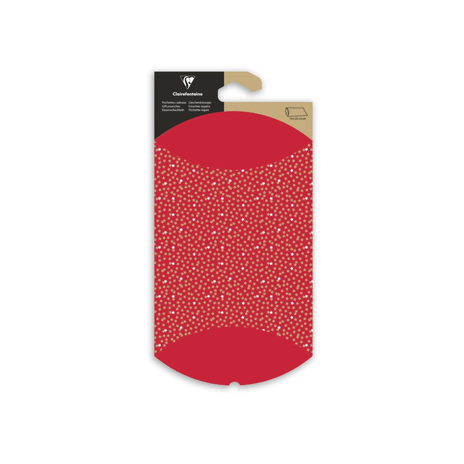 Clairefontaine 6x Geschenketui, 16x22cm, Kraft, Sterne - Rot 618012C