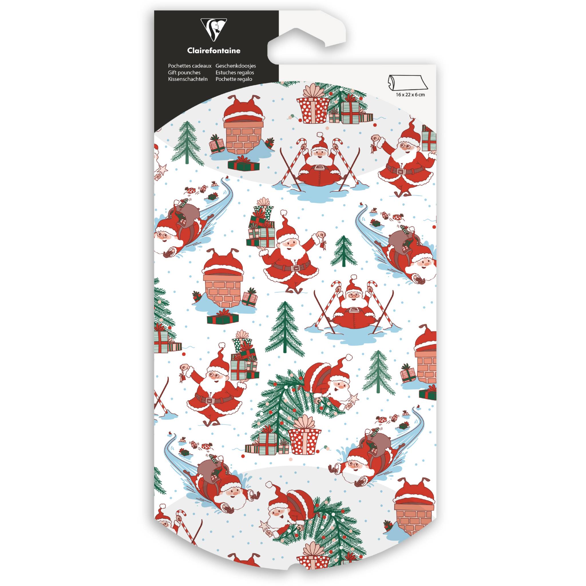 Clairefontaine 6x Geschenketui 16x22cm, Weihnachtsmann - Mehrfarbig 618011C