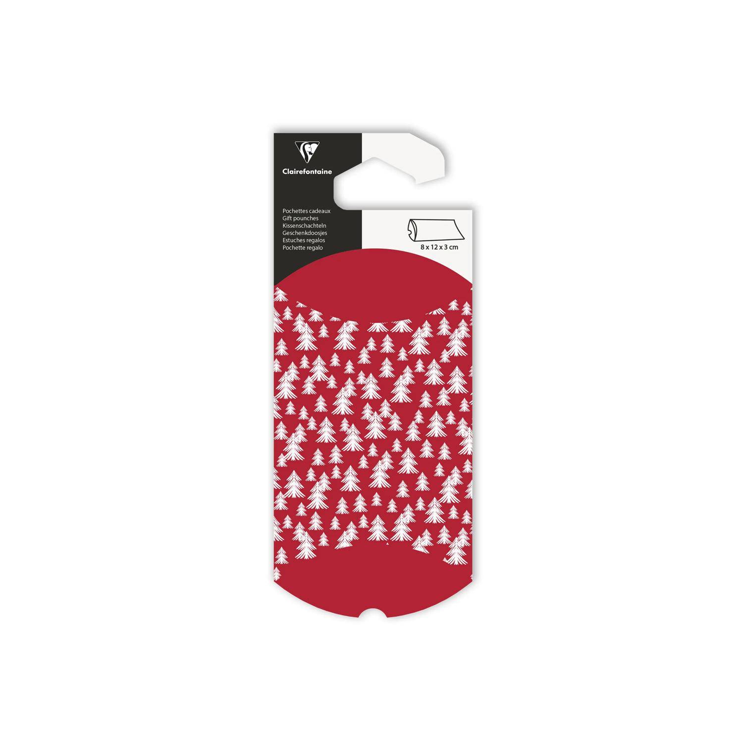 Clairefontaine 6x Geschenketui, 8x12cm, Tannenbäume - Rot 618010C