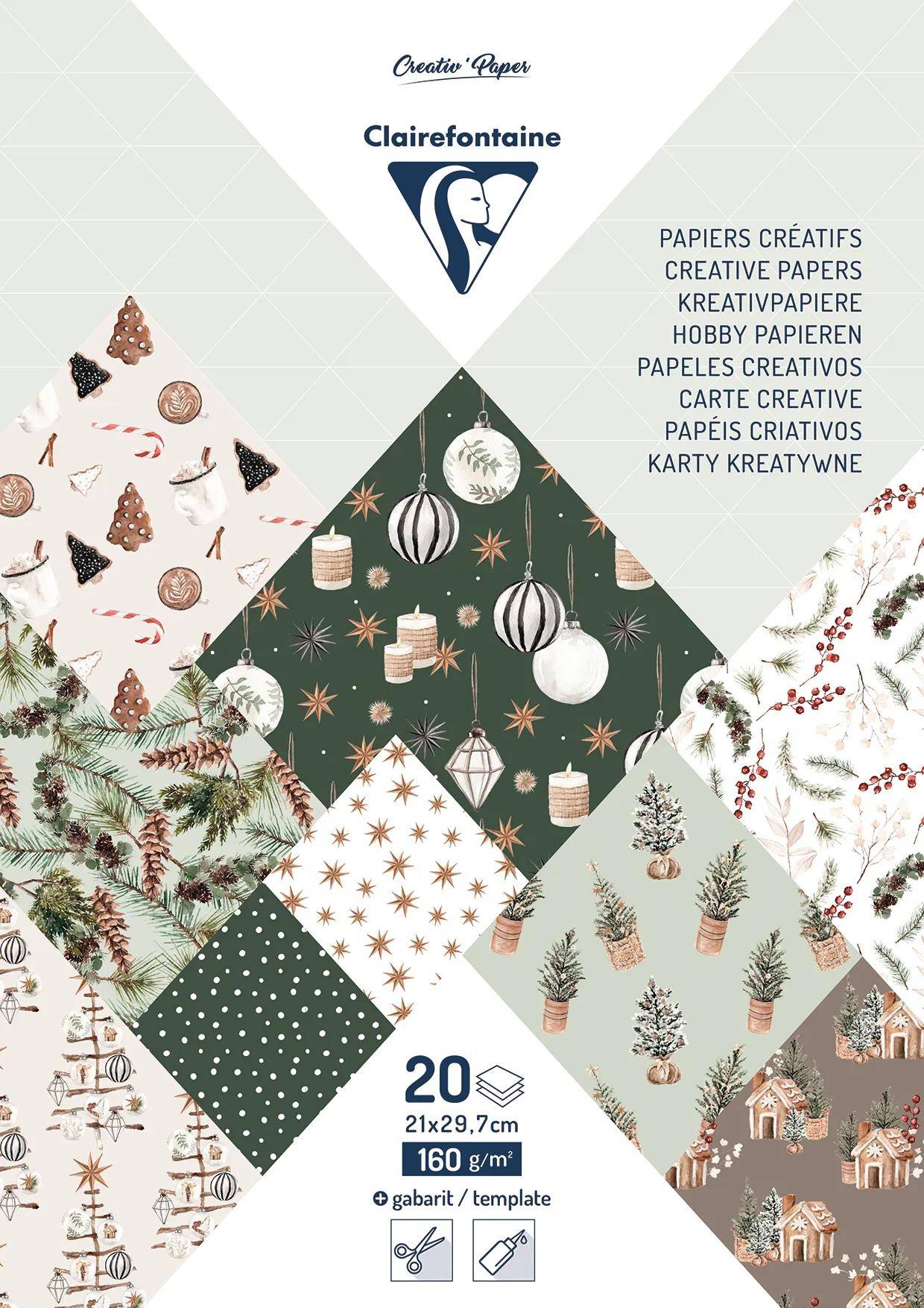 Clairefontaine 5x Block A4 (21x29,7cm), 20 Bl 160g Weihnachten Mehrfarbig 95548C