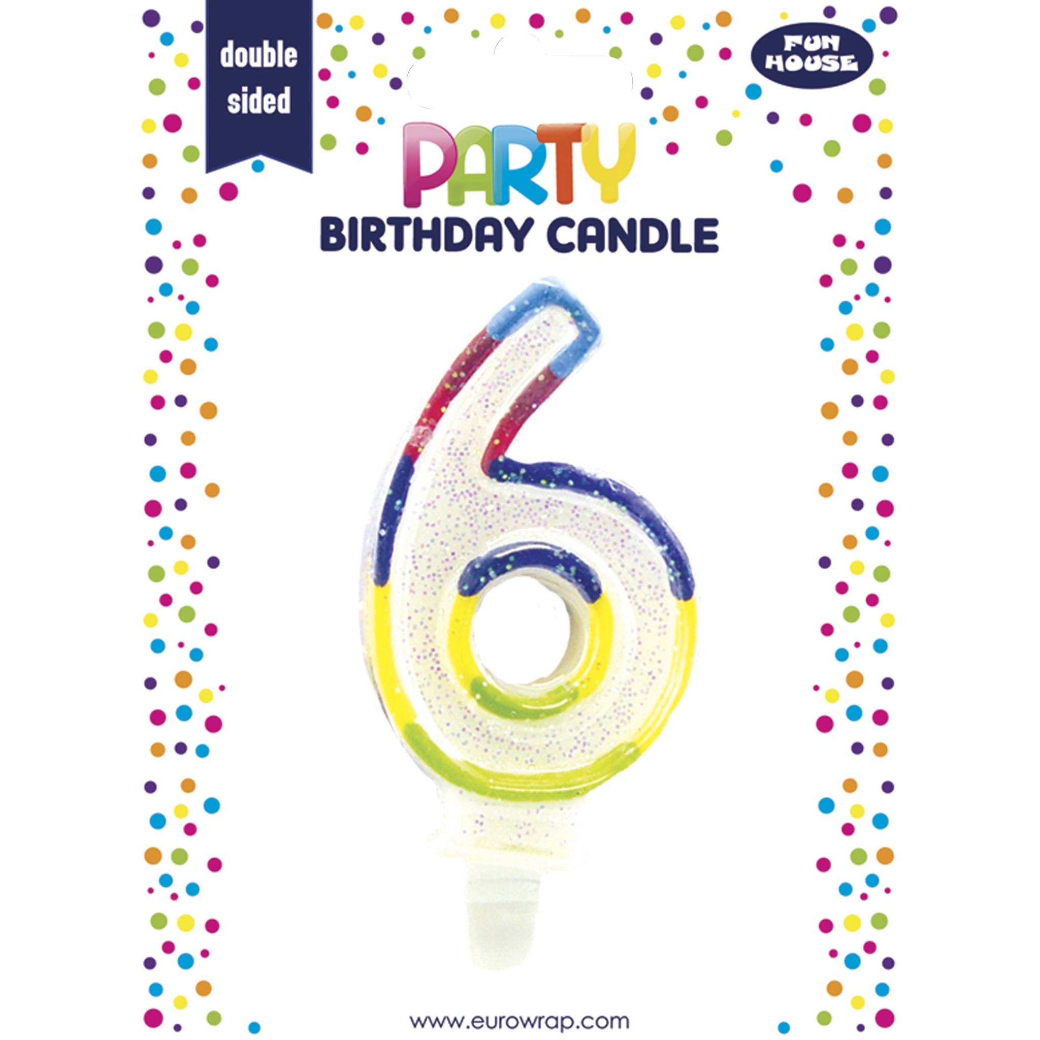 Clairefontaine 6x Geburtstagskerze, Zahl 6 - Mehrfarbig 6828-6C