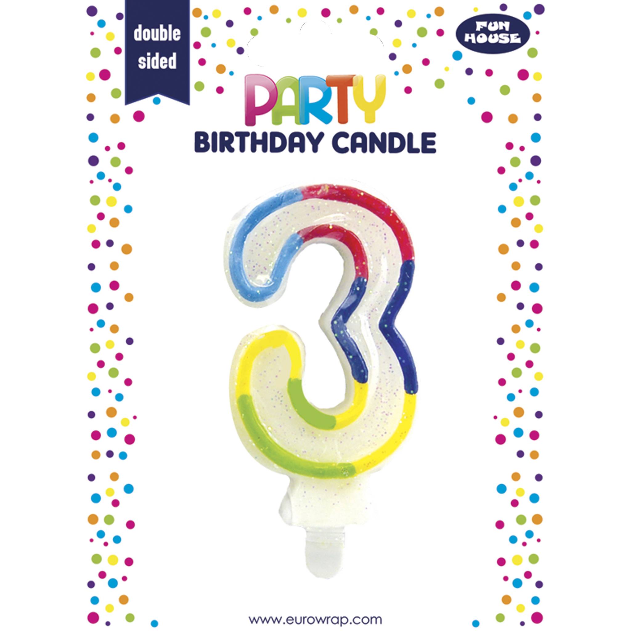 Clairefontaine 6x Geburtstagskerze, Zahl 3 - Mehrfarbig 6828-3C