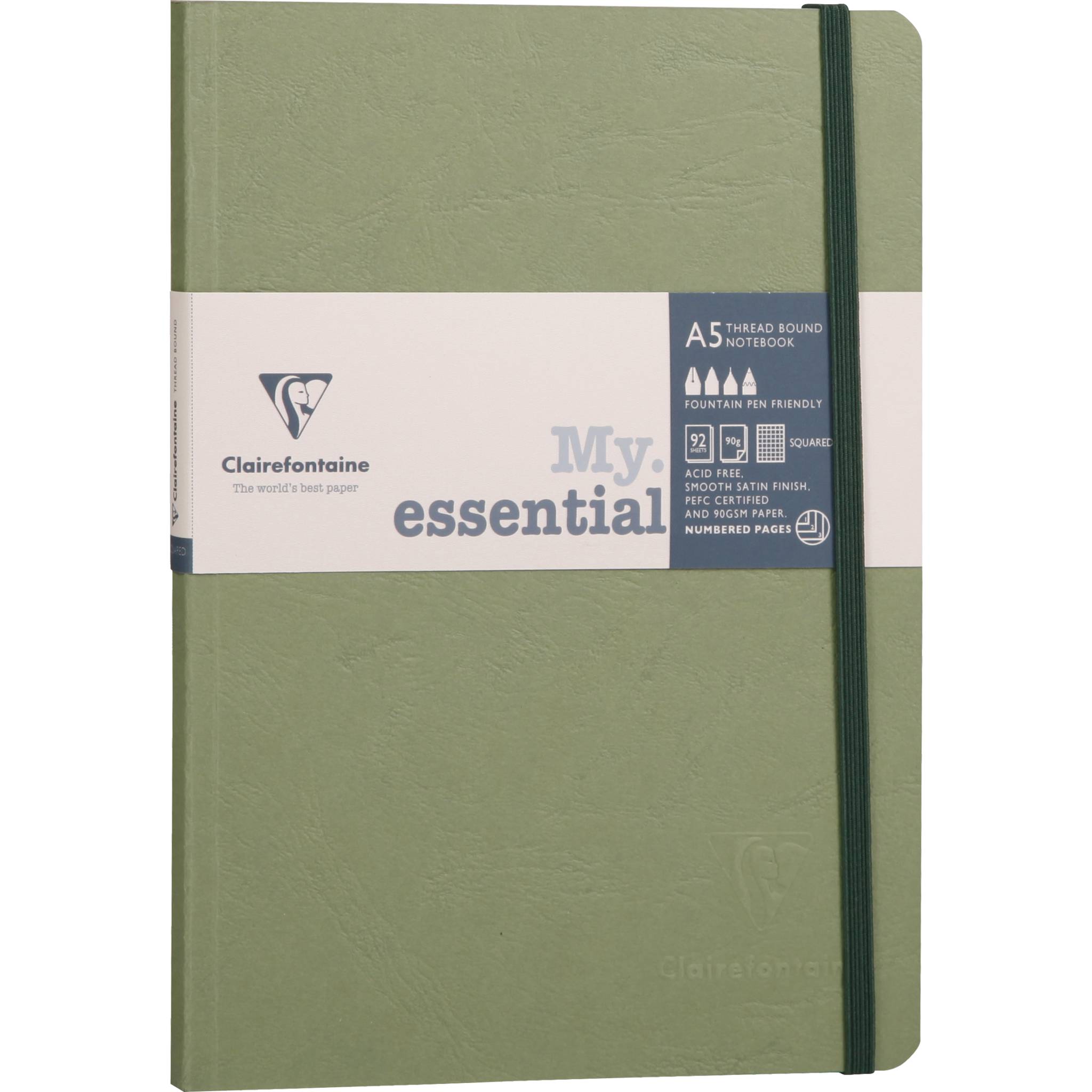 Clairefontaine 5x Notizbuch Age Bag My.essential A5 96 Bl kariert Grün 793423C