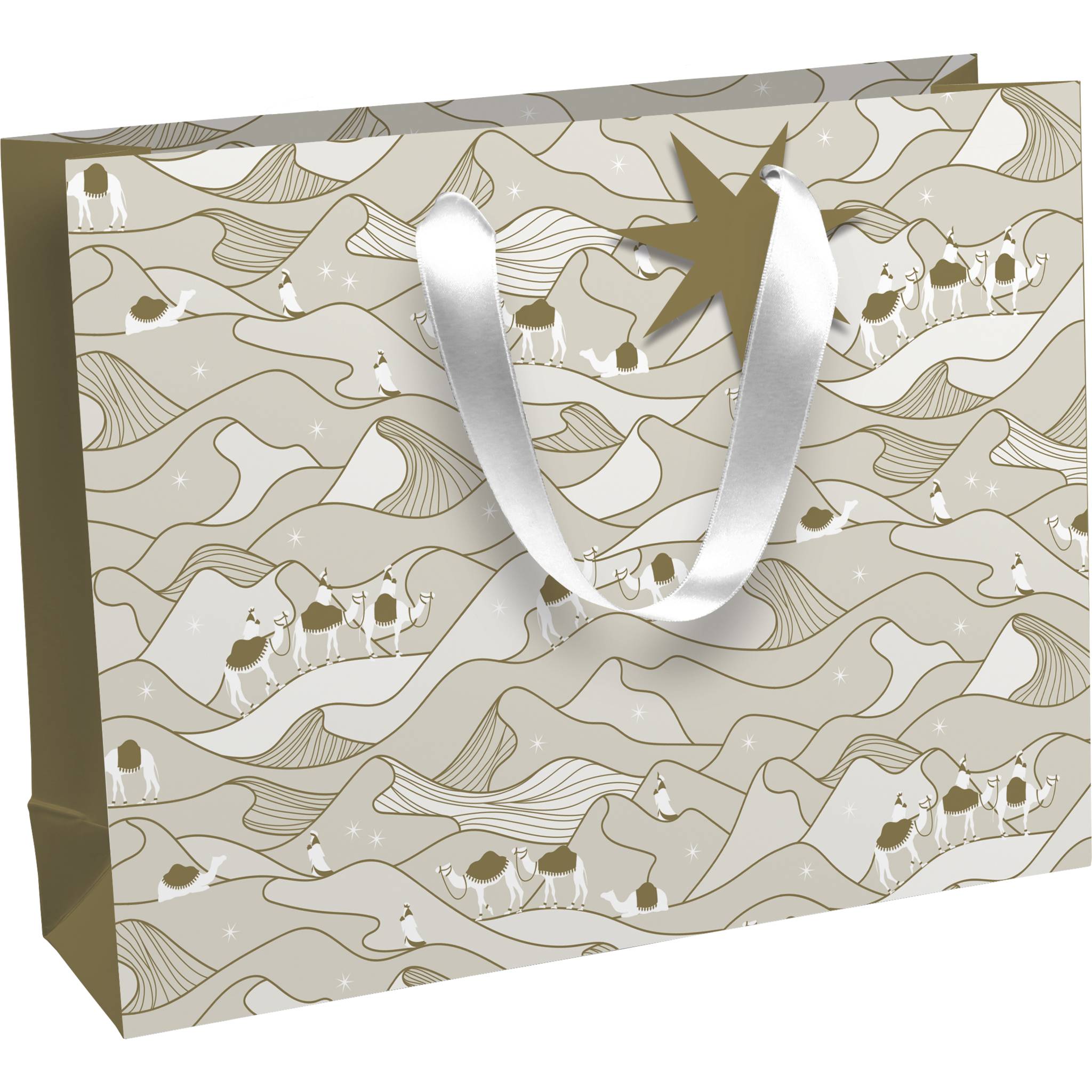 Clairefontaine 6x Geschenktasche 37,3x11,8x27,5cm Weihnachten Gold X-32823-6C