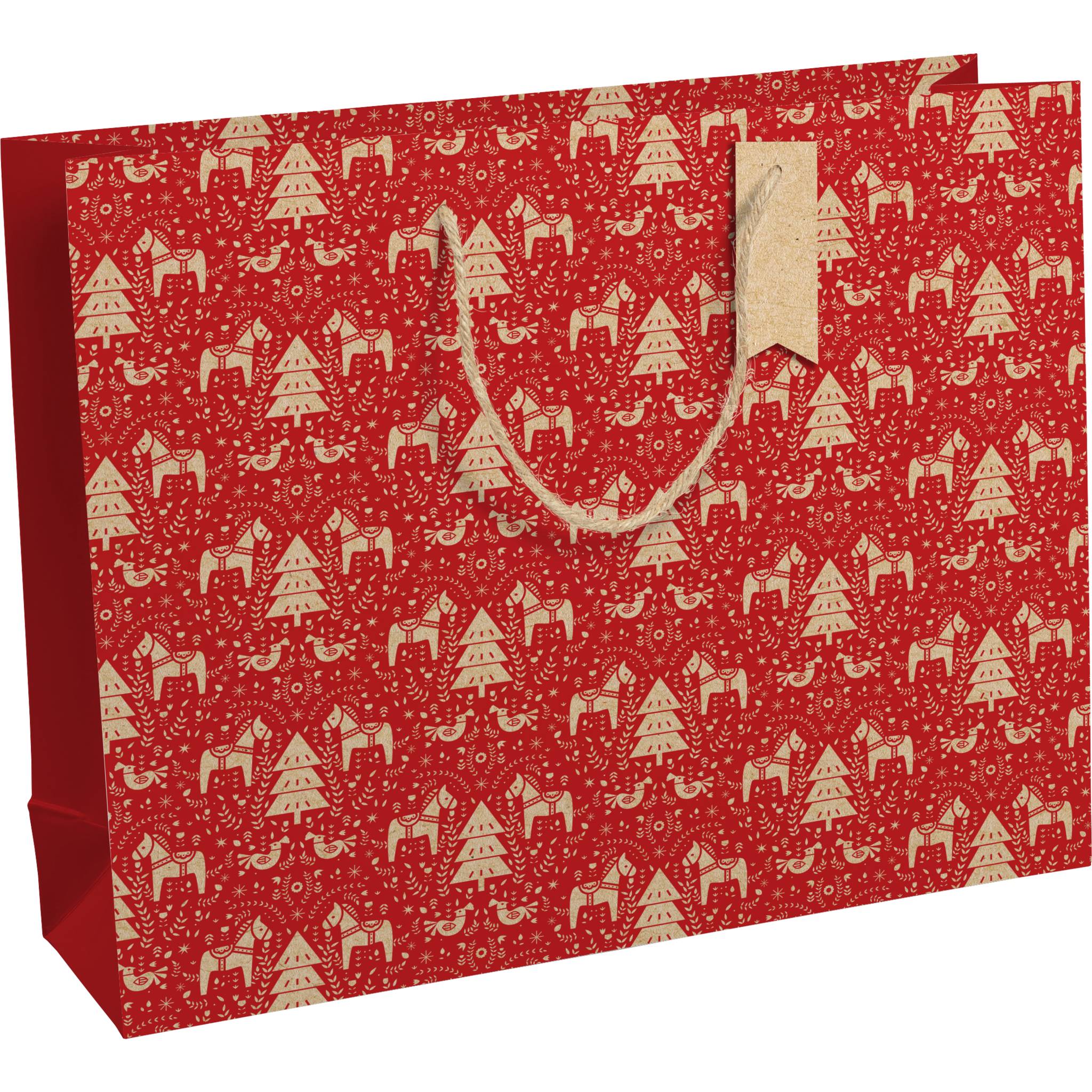 Clairefontaine 6x Geschenktasche Kraft, Weihnachten 373x118x275mm Rot X-28233-6C