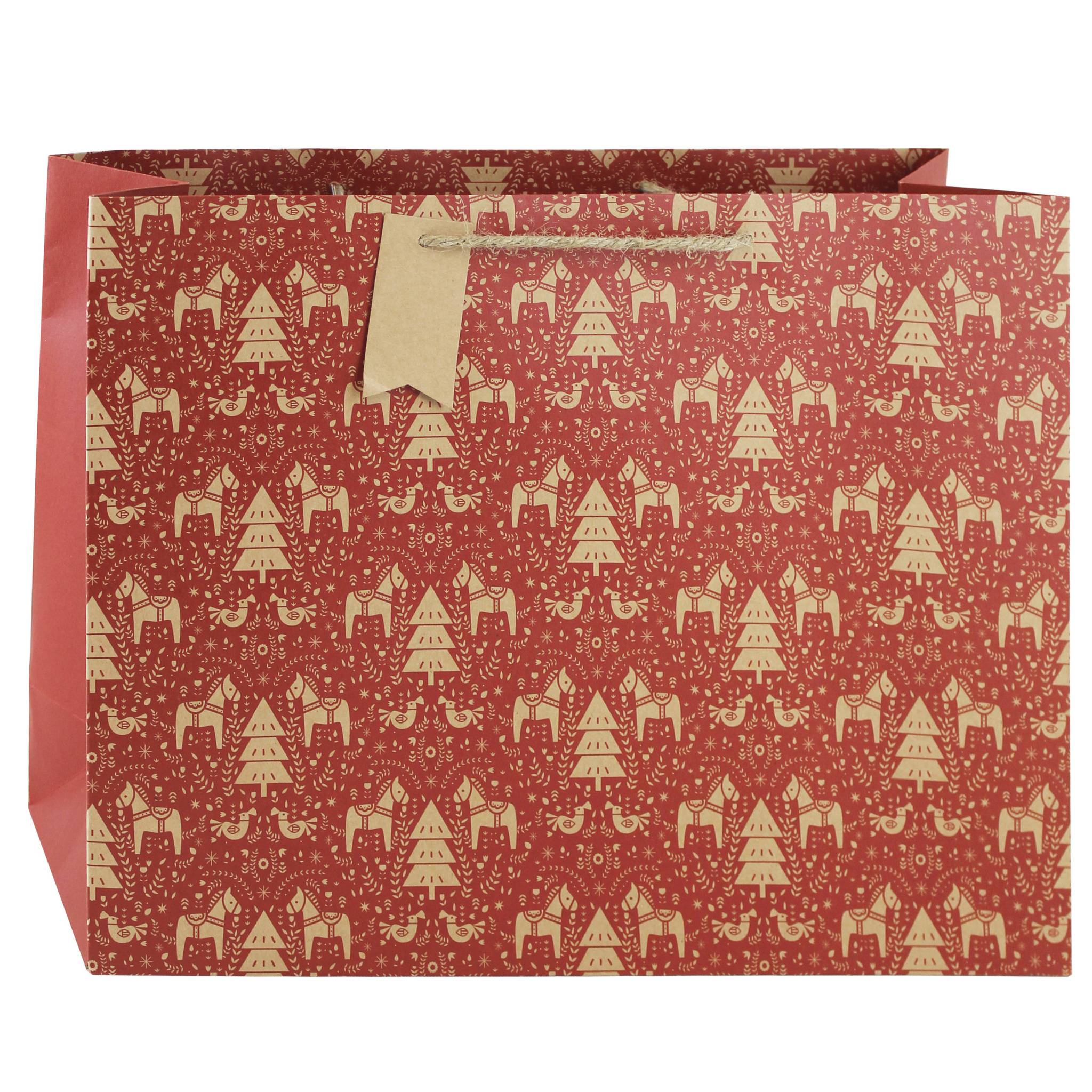 Clairefontaine 6x Geschenktasche Kraft, Weihnachten 373x118x275mm Rot X-28233-6C