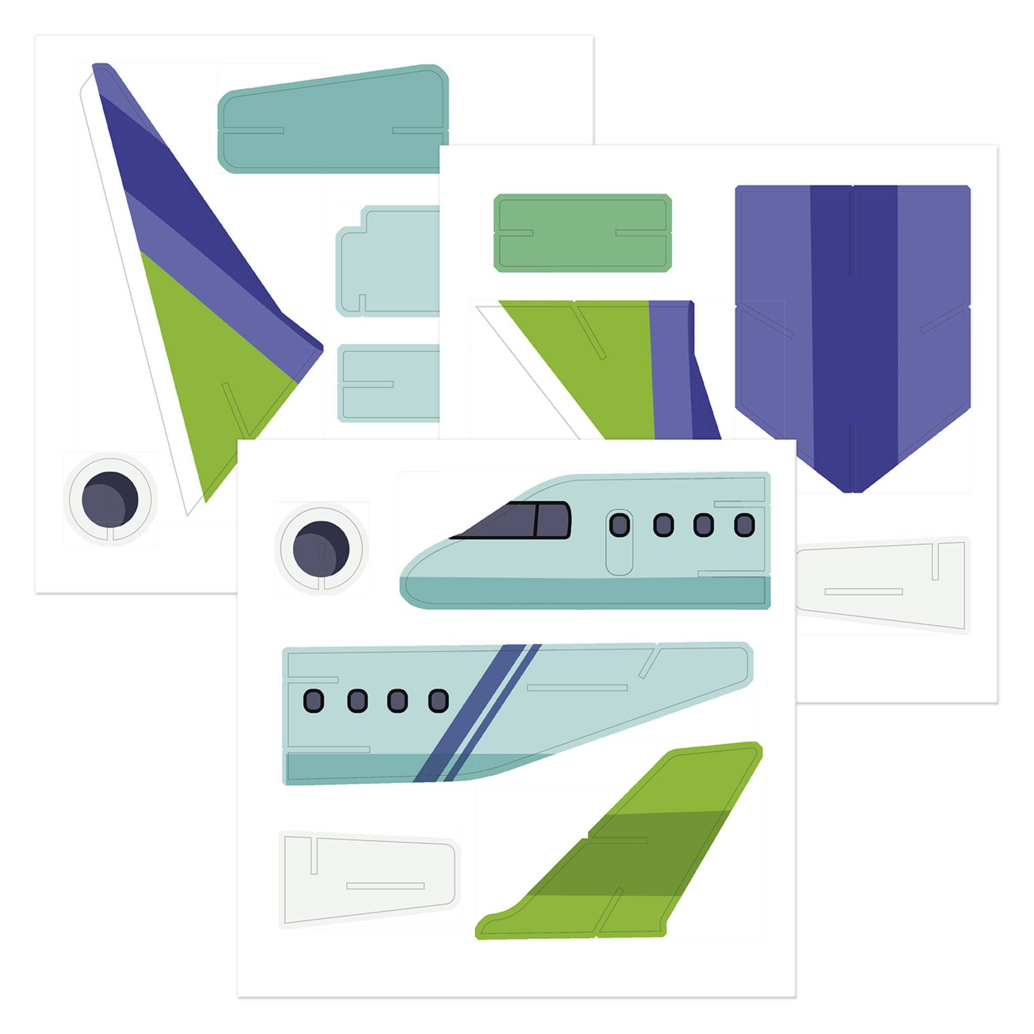 Avenue Mandarine 3x Crea 3D, Flugzeug - Grün PU033C