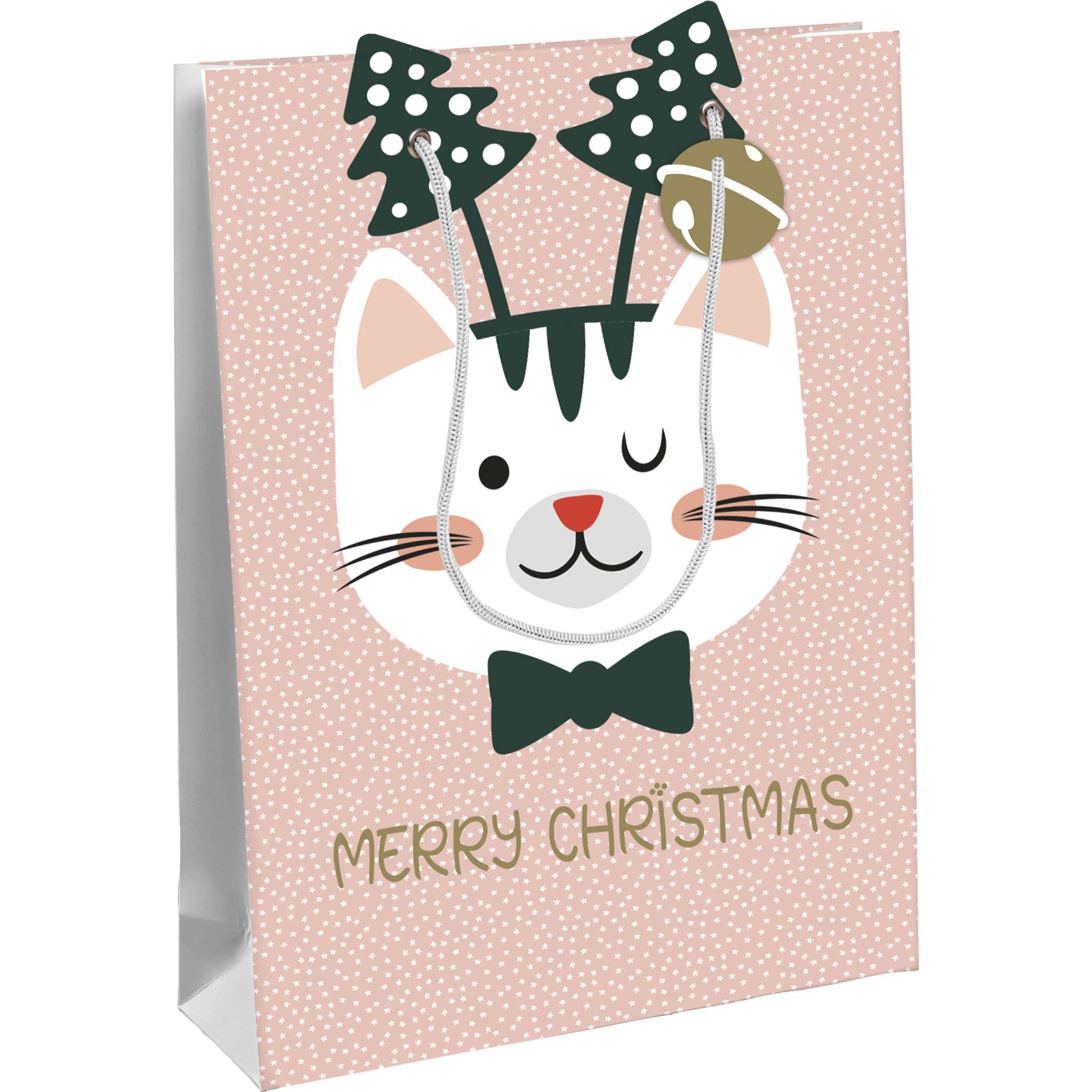 Clairefontaine 6x Geschenktasche 26,5x14x33cm, Weihnachten Rosa X-29529-2C