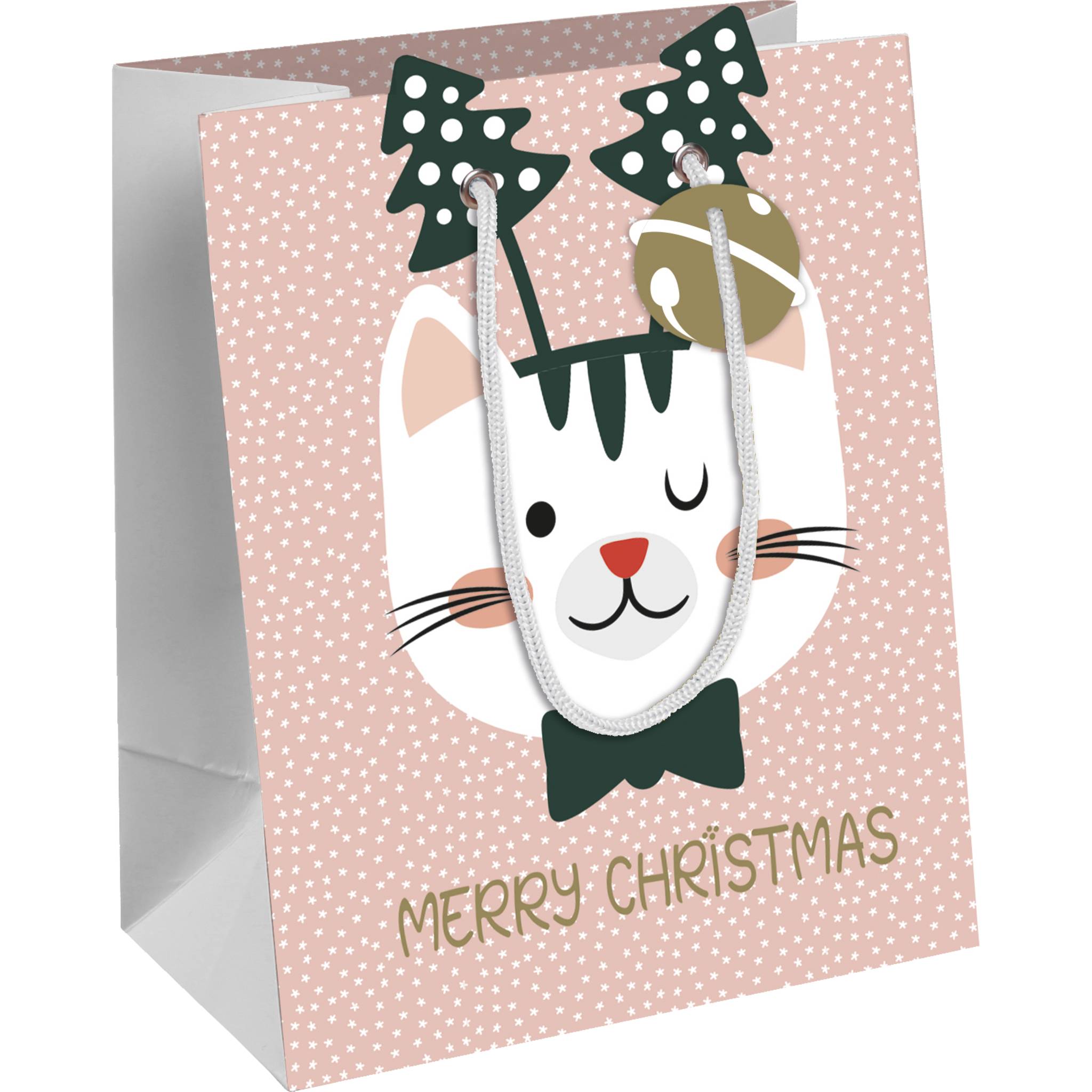 Clairefontaine 6x Geschenktasche M 17x6x22 cm, Weihnachten Rosa X-29529-0C