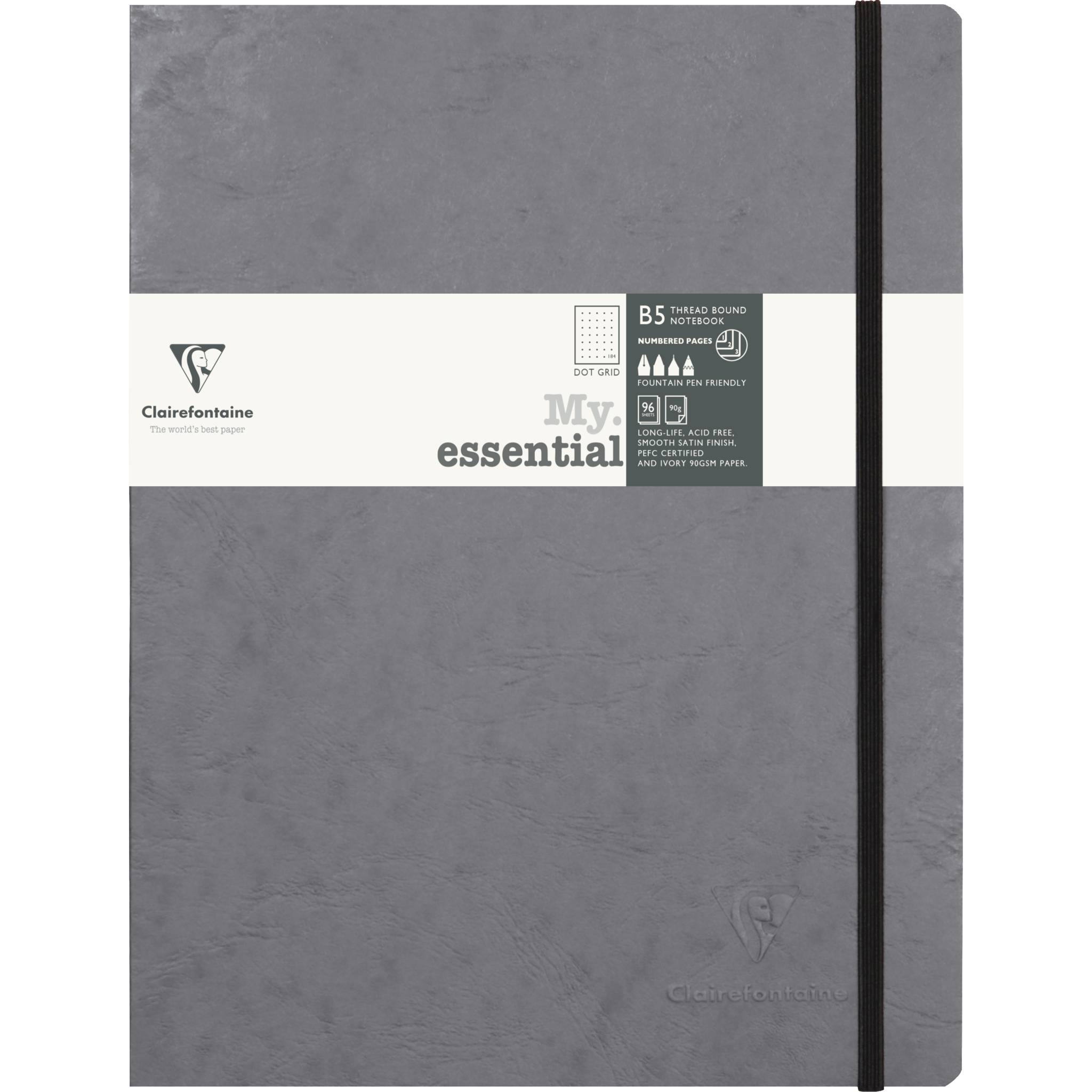 Clairefontaine 5x Notizbuch 96 Blatt Papier elfenbein 90g Grau 794435C