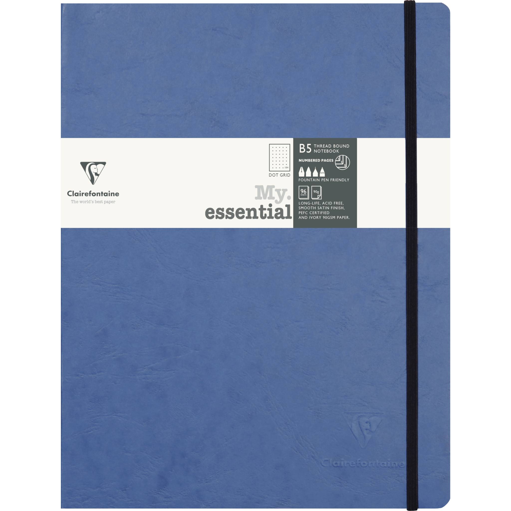 Clairefontaine 5x Notizbuch 96 Blatt Papier elfenbein 90g Blau 794434C