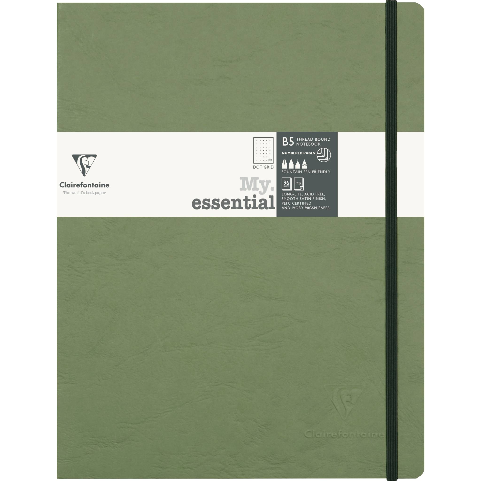 Clairefontaine 5x Notizbuch 96 Blatt Papier elfenbein 90g Grün 794433C