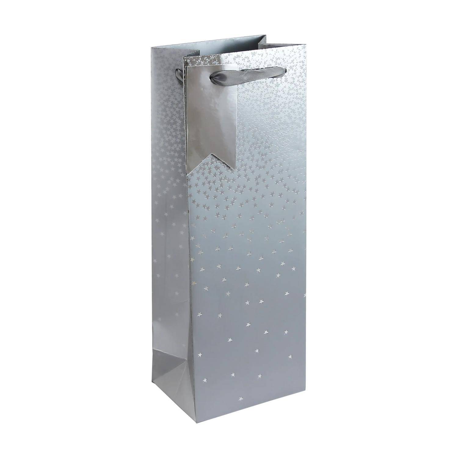 Clairefontaine 6x Geschenktasche Flaschen, 12 ,7x9x35,5 cm - Silber 30864-4C
