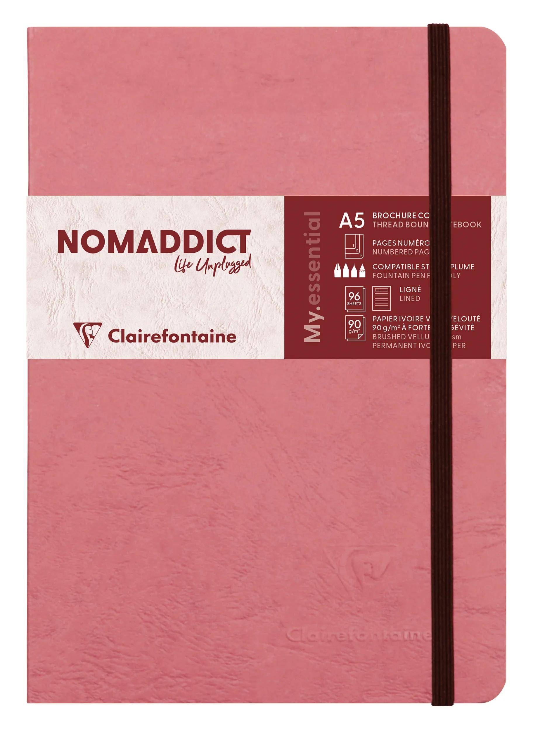 Clairefontaine 5x Notizbuch My.essential, A5 96 Bl liniert Antikrosa 793466C