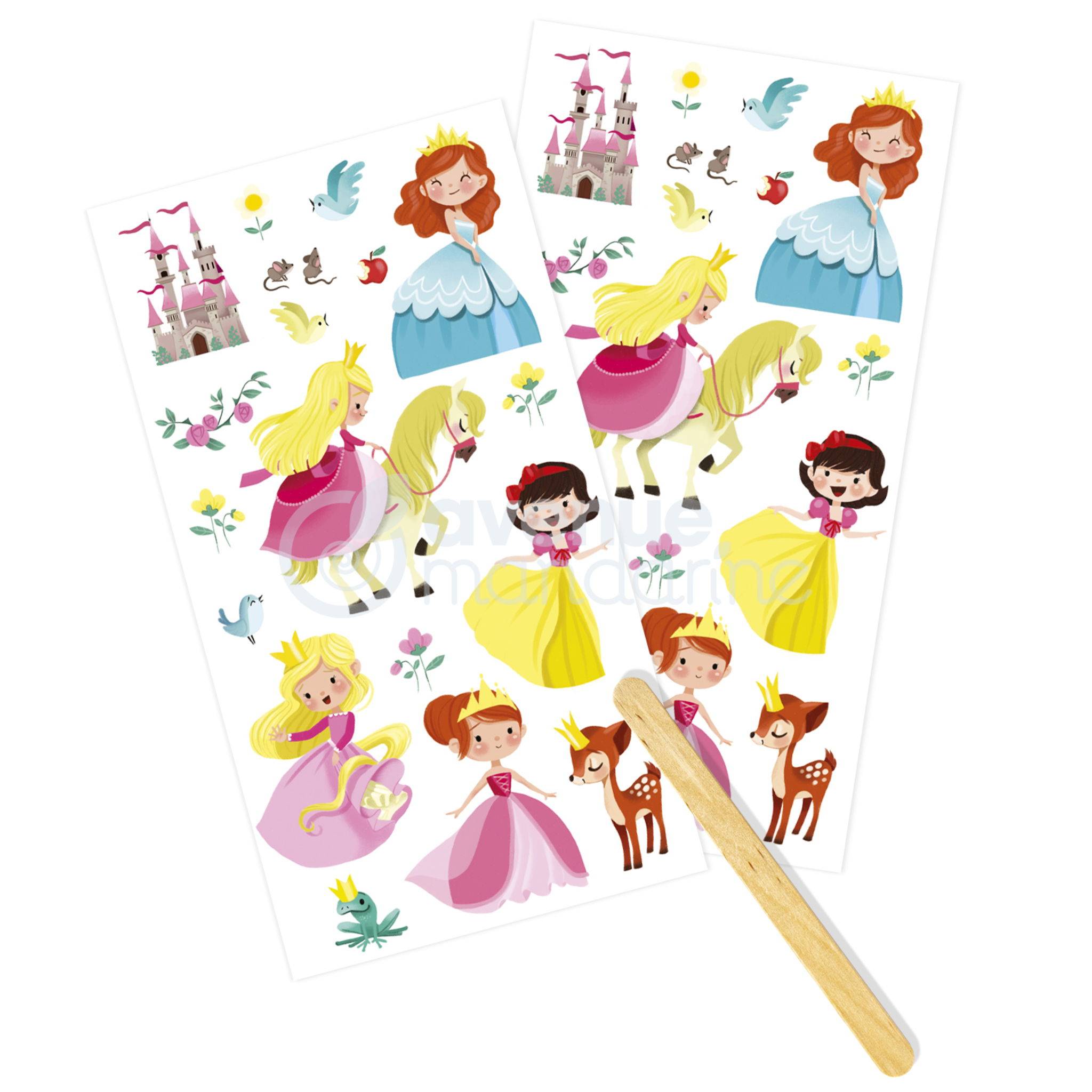 Avenue Mandarine 6x Decalco' Mania, Prinzessinnen - Mehrfarbig CC050C