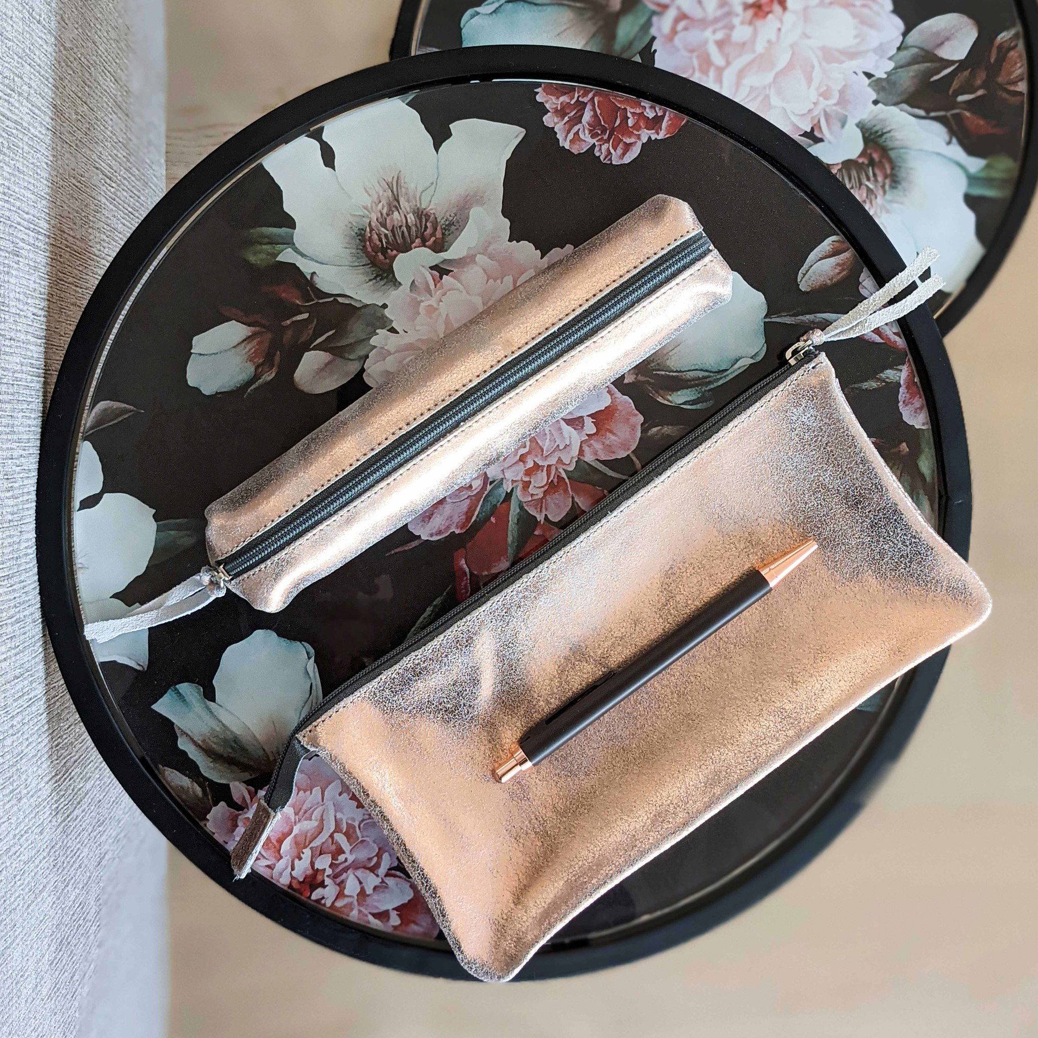 Clairefontaine 4x Große Tasche aus Leder 22x11cm Gold 400044C