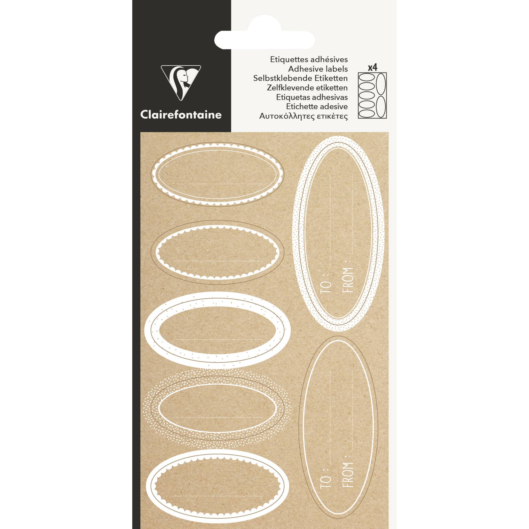 Clairefontaine 10x Pack. 28 selbstklebenden Etiketten Kraft Weiß 617068C