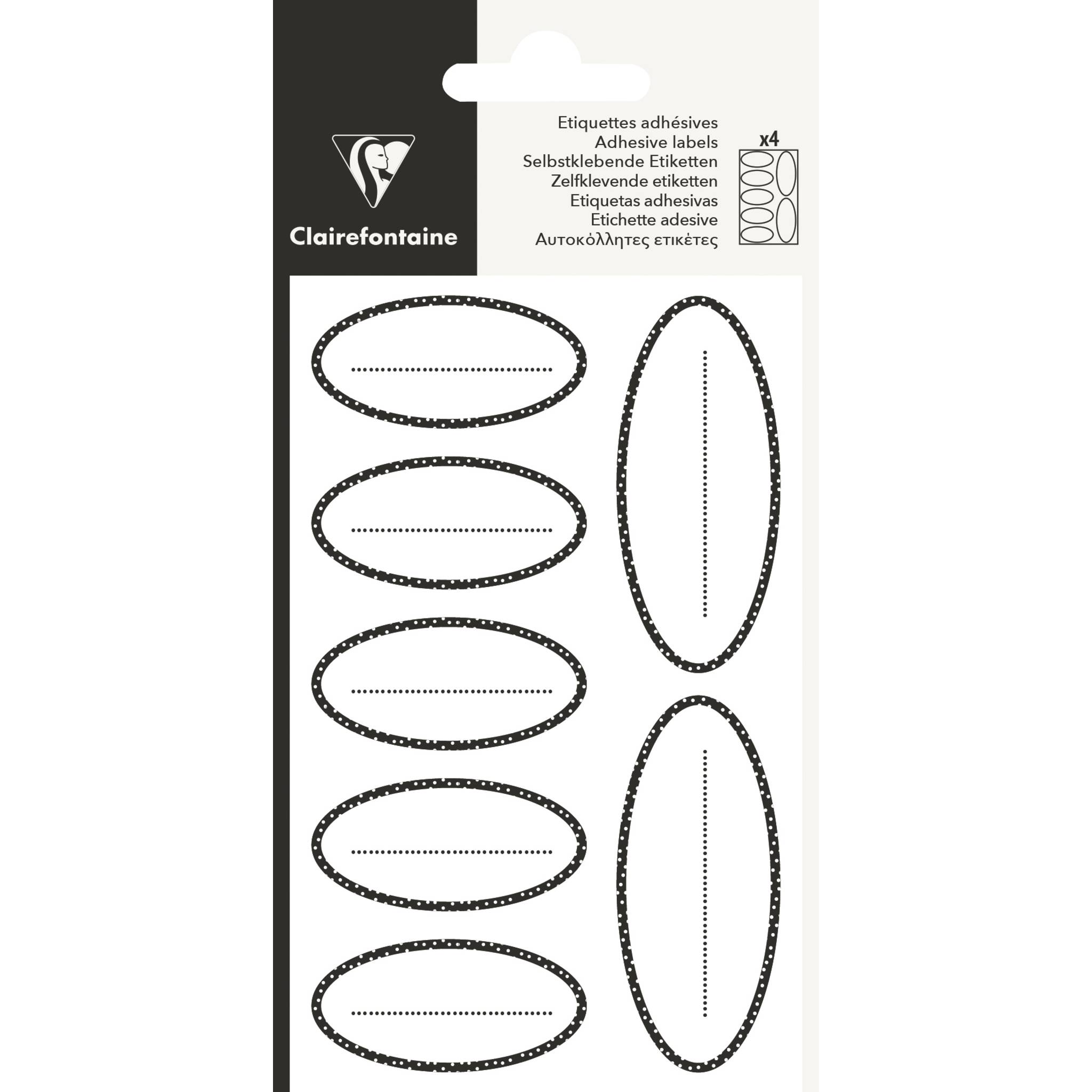 Clairefontaine 10x Pack. 28 selbstklebenden Etiketten Schwarz 617061C