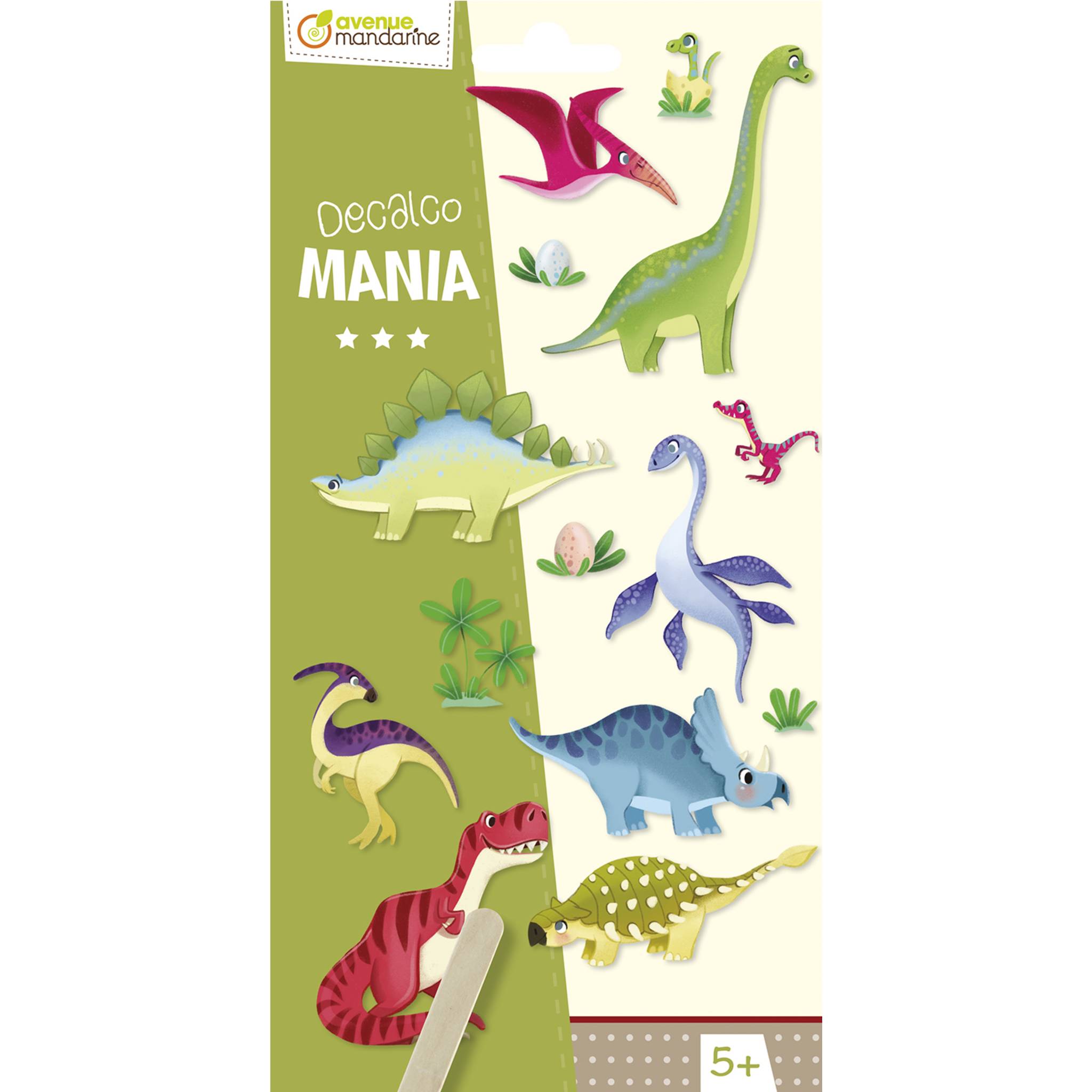 Avenue Mandarine 6x Decalco' Mania, Dinosaurier - Mehrfarbig CC047C
