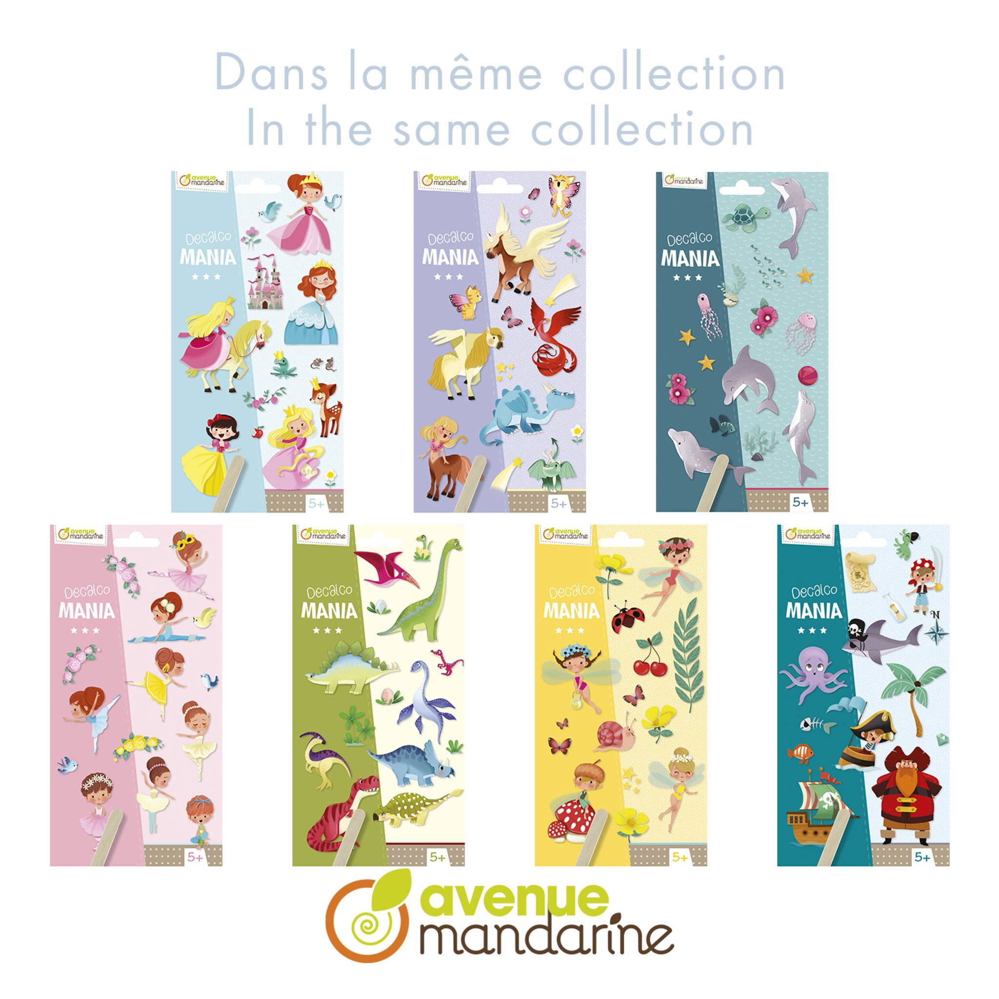 Avenue Mandarine 6x Decalco' Mania, Dinosaurier - Mehrfarbig CC047C