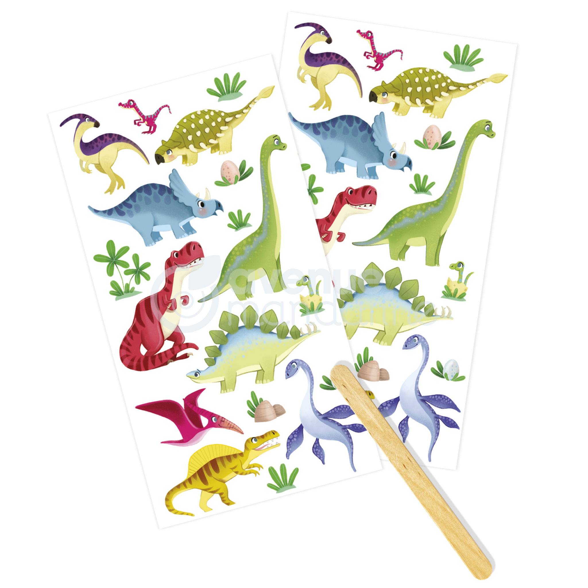 Avenue Mandarine 6x Decalco' Mania, Dinosaurier - Mehrfarbig CC047C