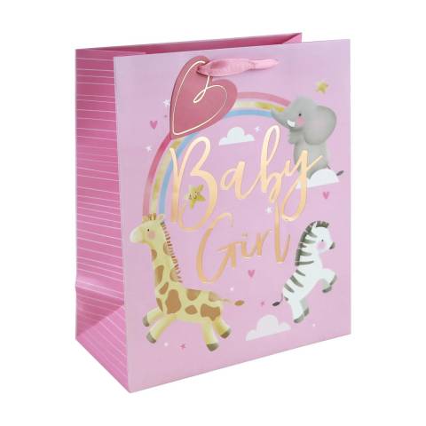 Clairefontaine 6x Große Geschenktasche, Baby Girl, 26,5x14x33 cm - Rosa 35386-2C