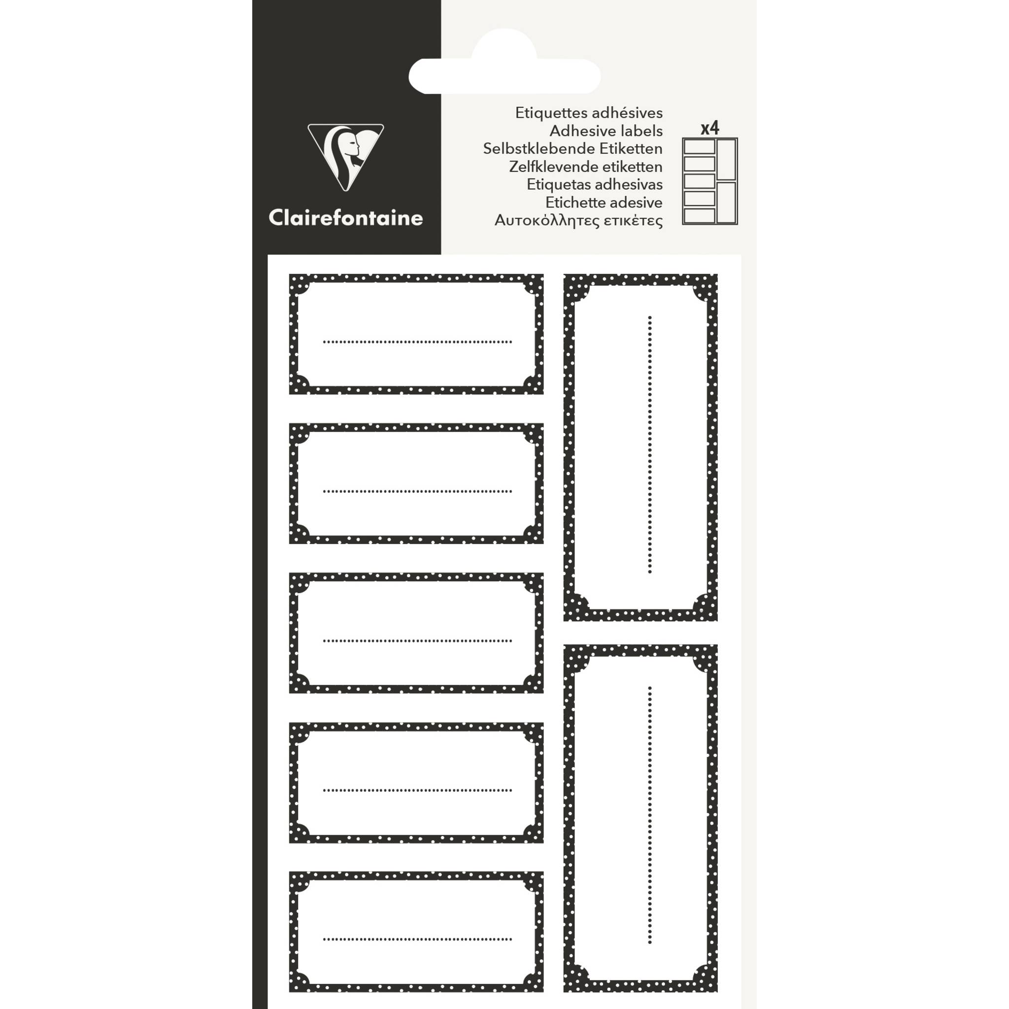 Clairefontaine 10x Pack. 28 selbstklebenden Etiketten Schwarz 617058C