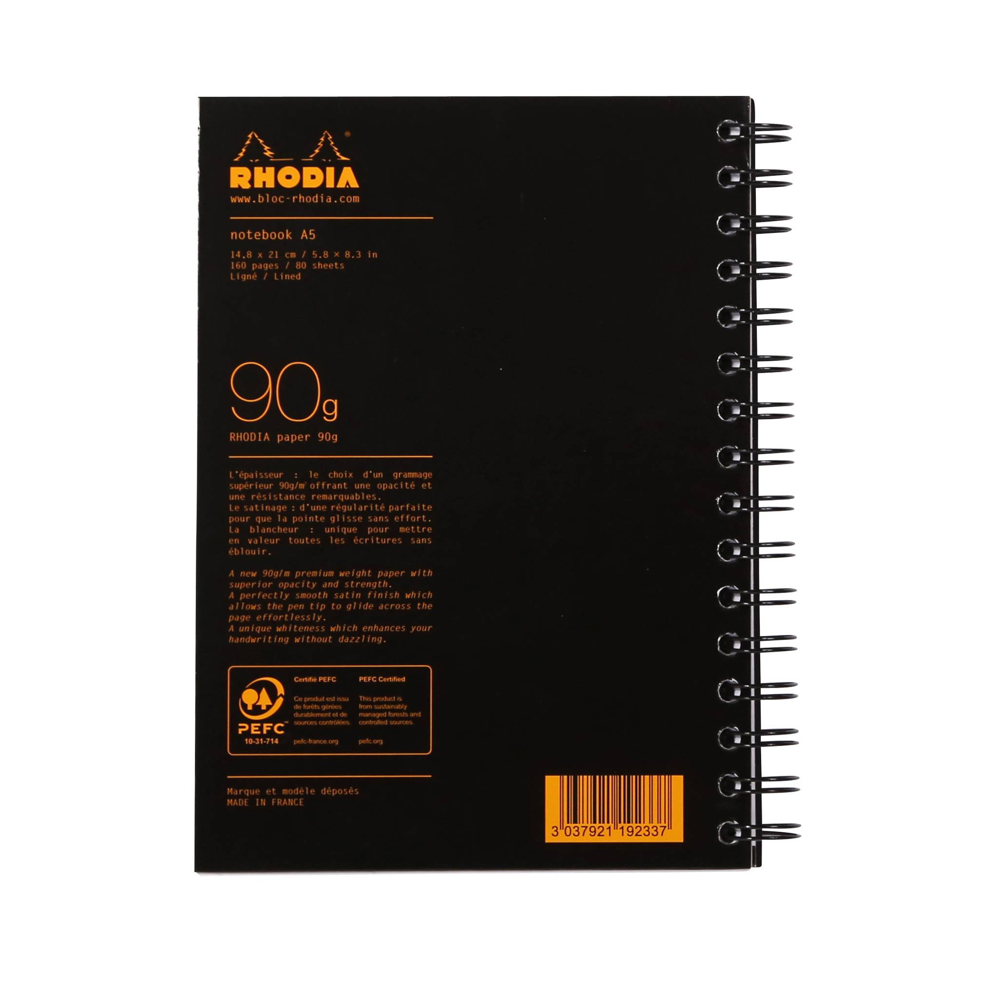Rhodia 3x Notebook mit Doppelspiralbindung A5 (nur in Englisch) Schwarz 119233C
