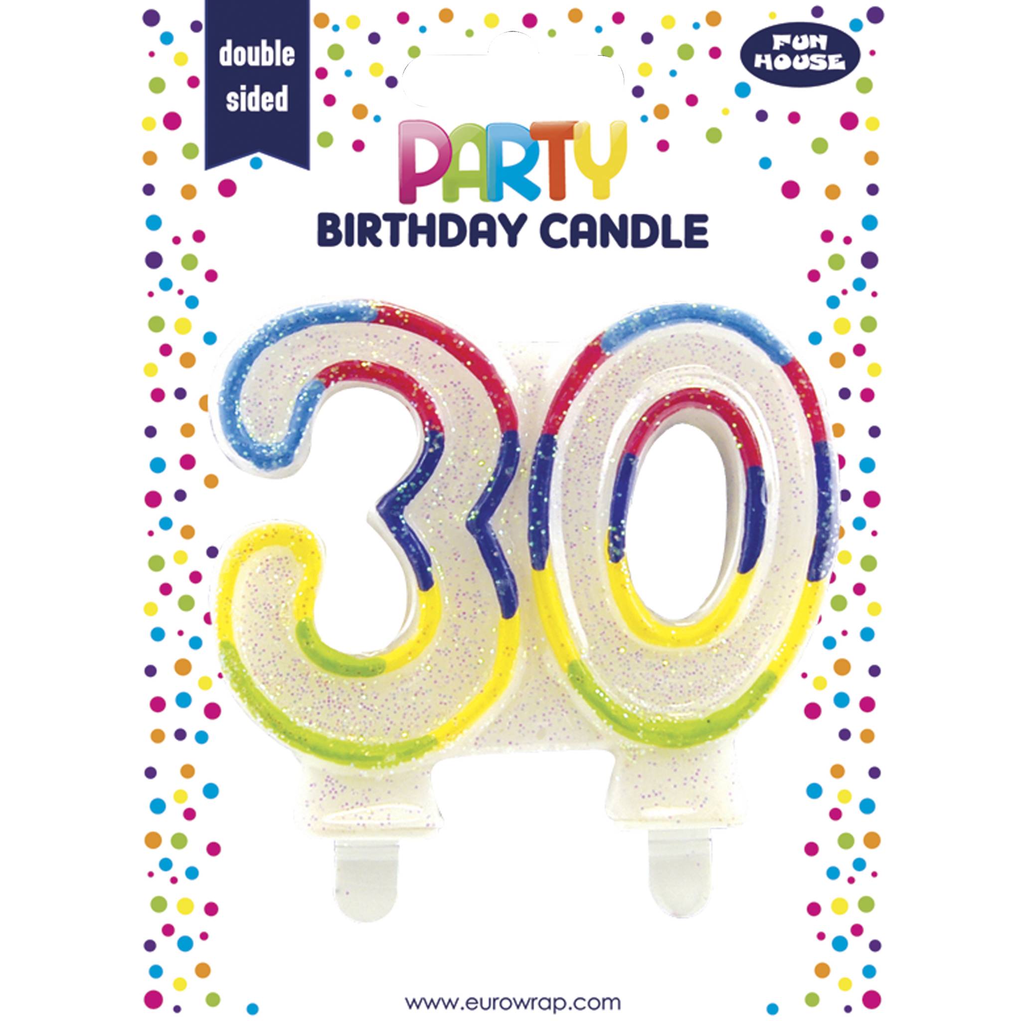 Clairefontaine 6x Geburtstagskerze, Zahl 30 - Mehrfarbig 6834-30C
