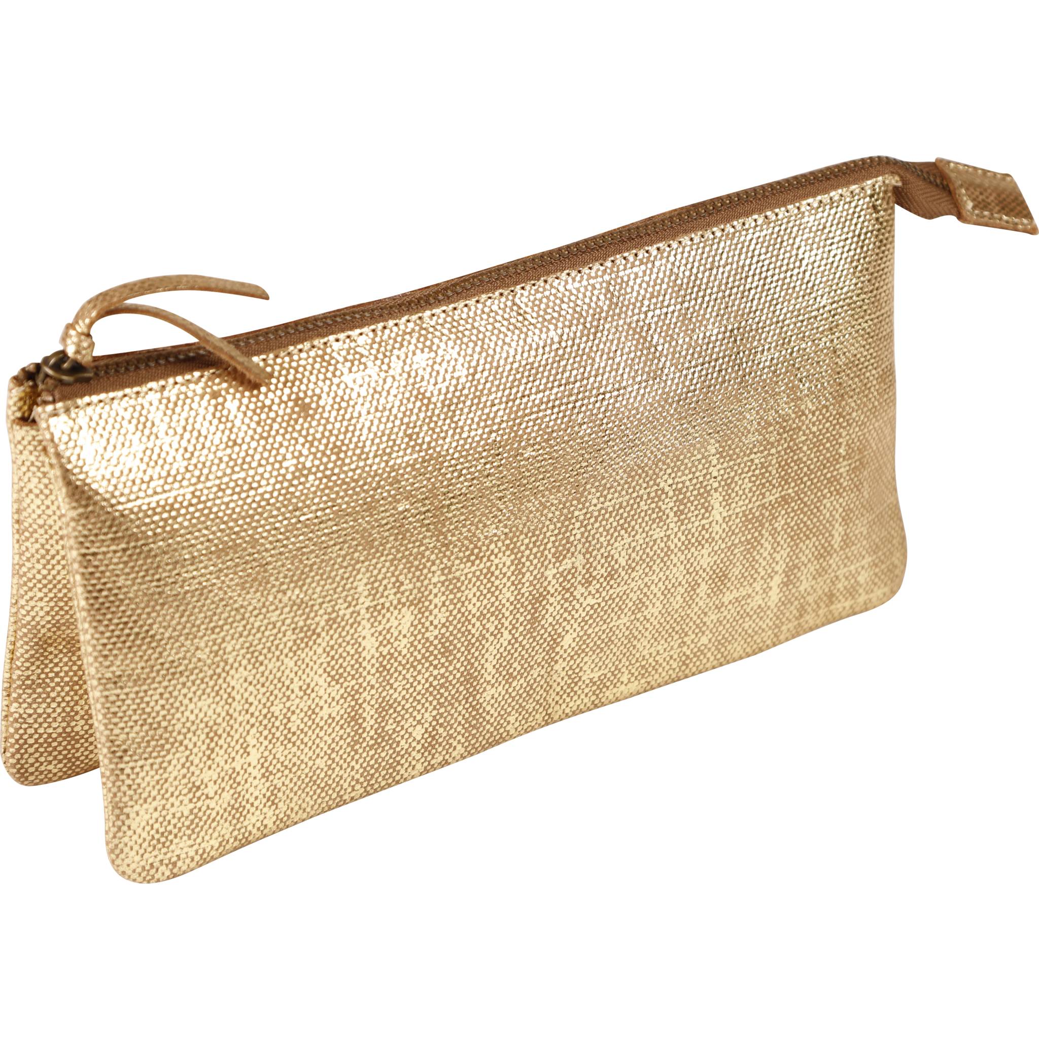 Clairefontaine 4x Großes Schlampermäppchen Leder 22x11cm gold 410049C