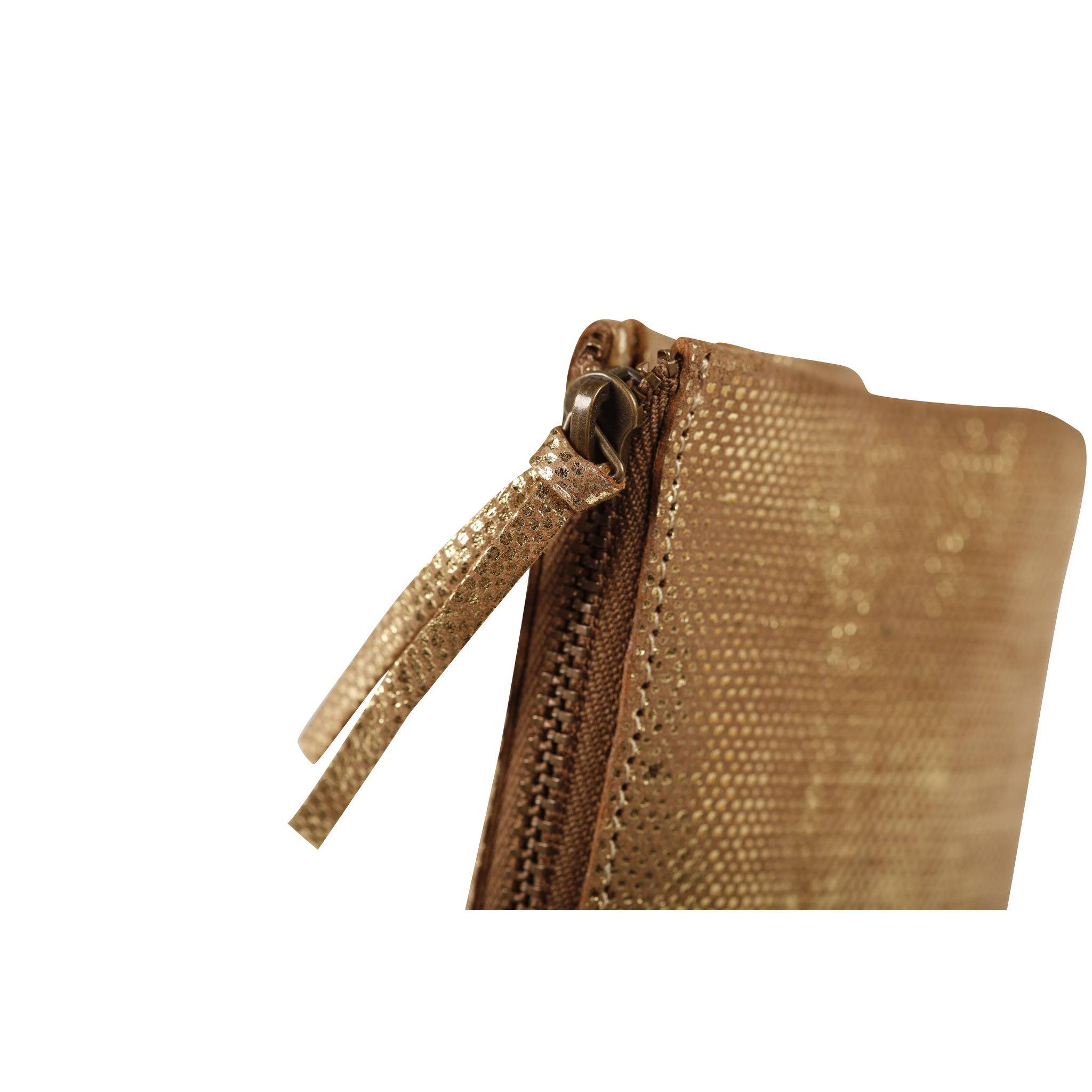 Clairefontaine 4x Großes Schlampermäppchen Leder 22x11cm gold 410049C