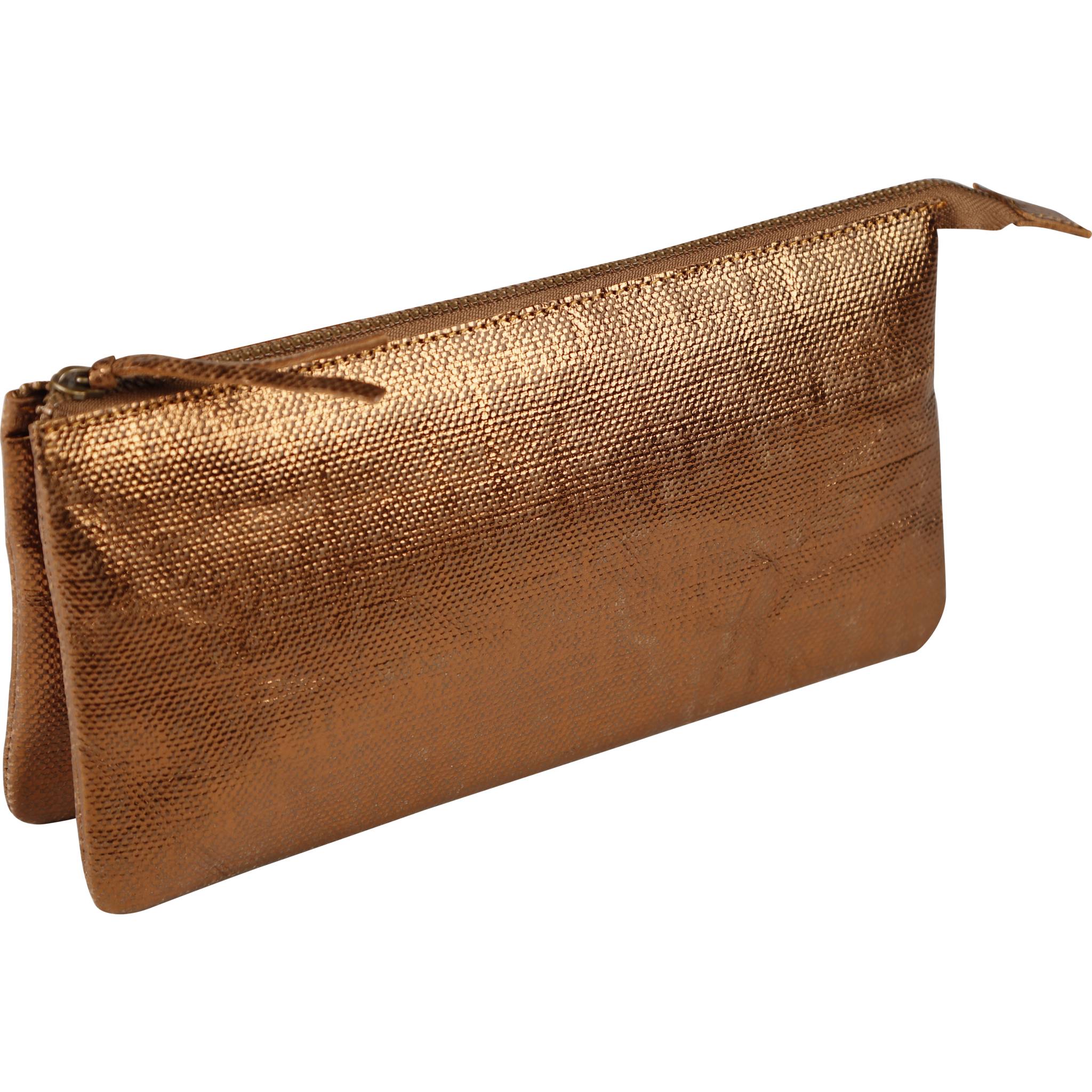 Clairefontaine 4x Großes Schlampermäppchen Leder 22x11cm bronze 410048C