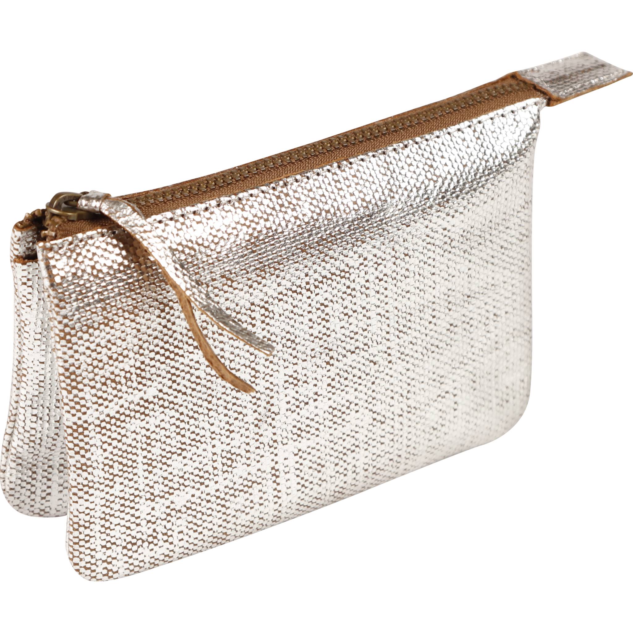 Clairefontaine 4x Kleines Schlampermäppchen Leder 13x9cm silber 410047C