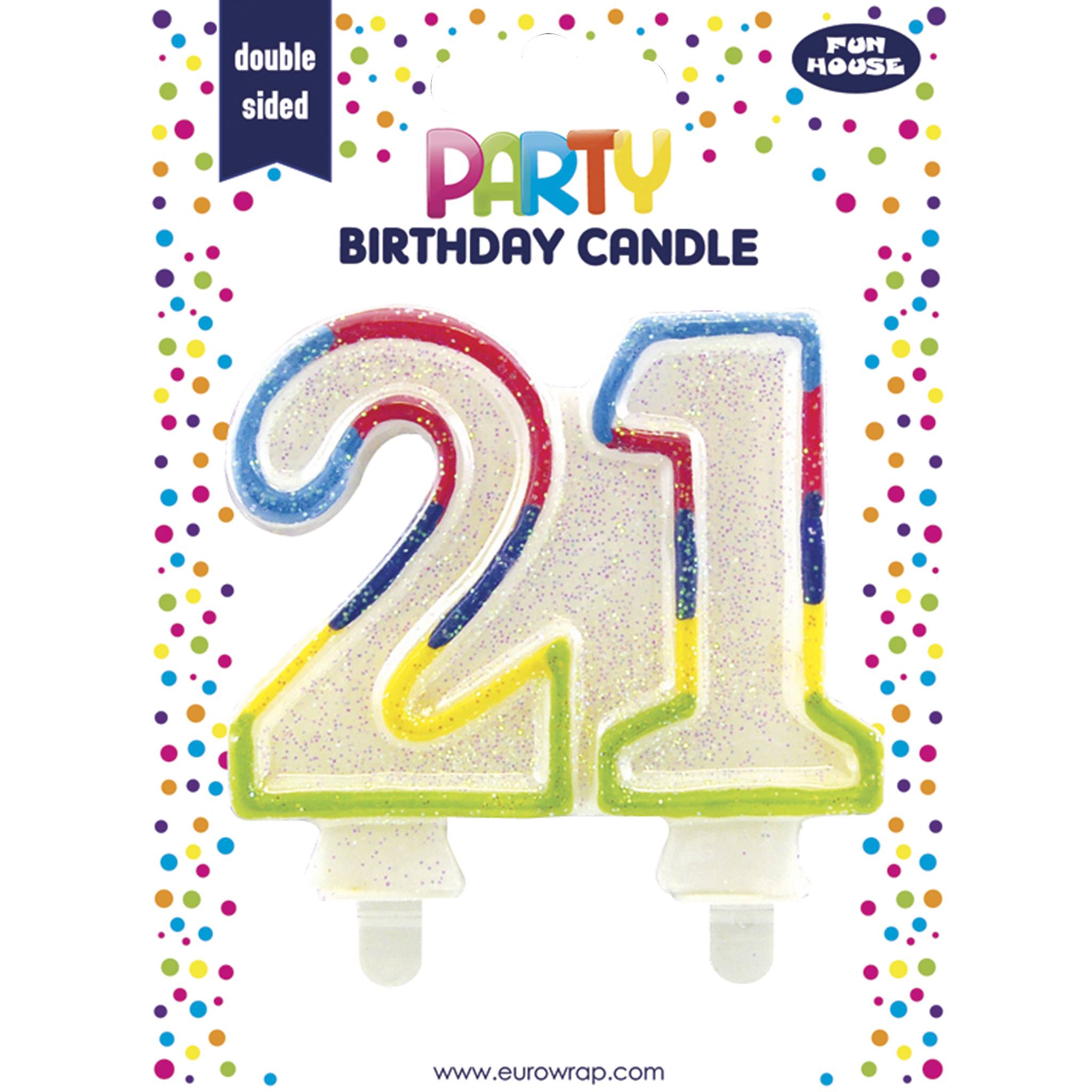 Clairefontaine 6x Geburtstagskerze, Zahl 21 - Mehrfarbig 6834-21C
