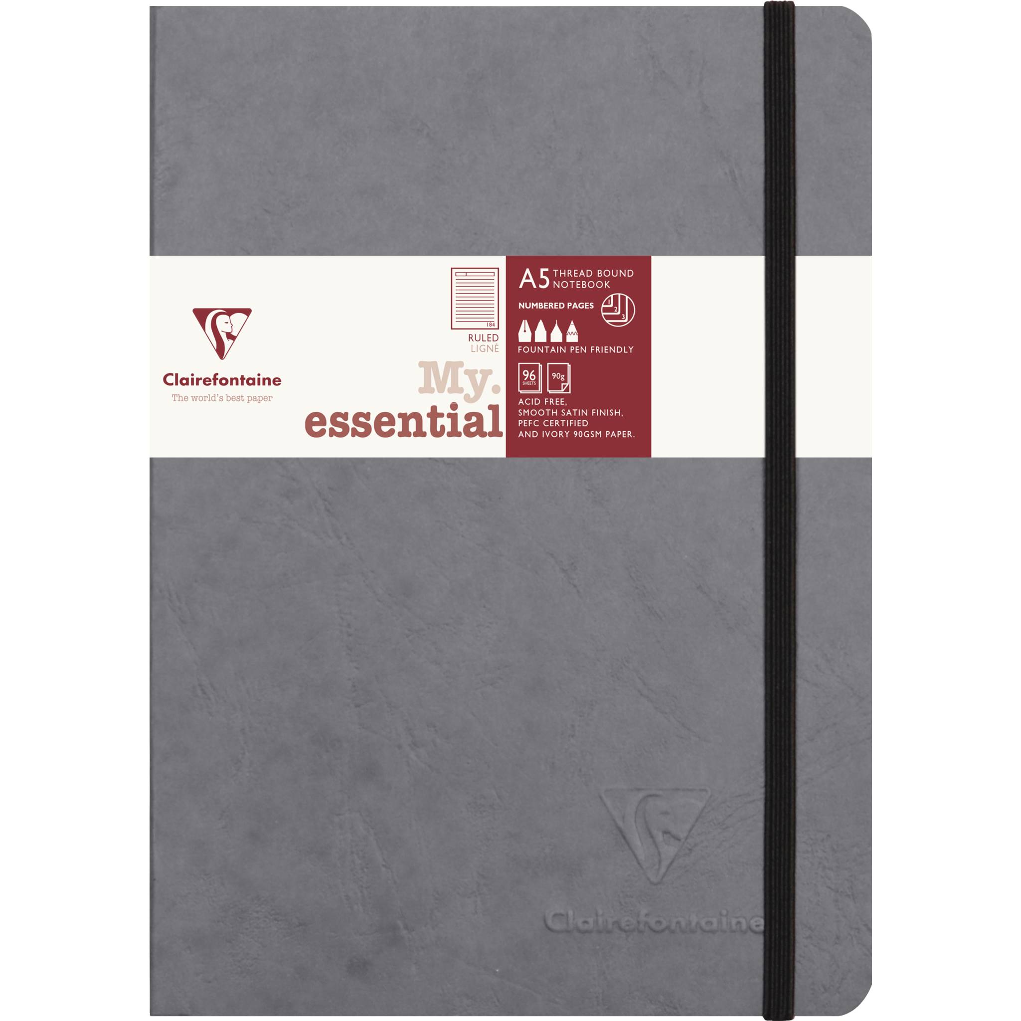 Clairefontaine 5x Notizbuch Age Bag My.essential A5 96 Bl liniert Grau 793465C