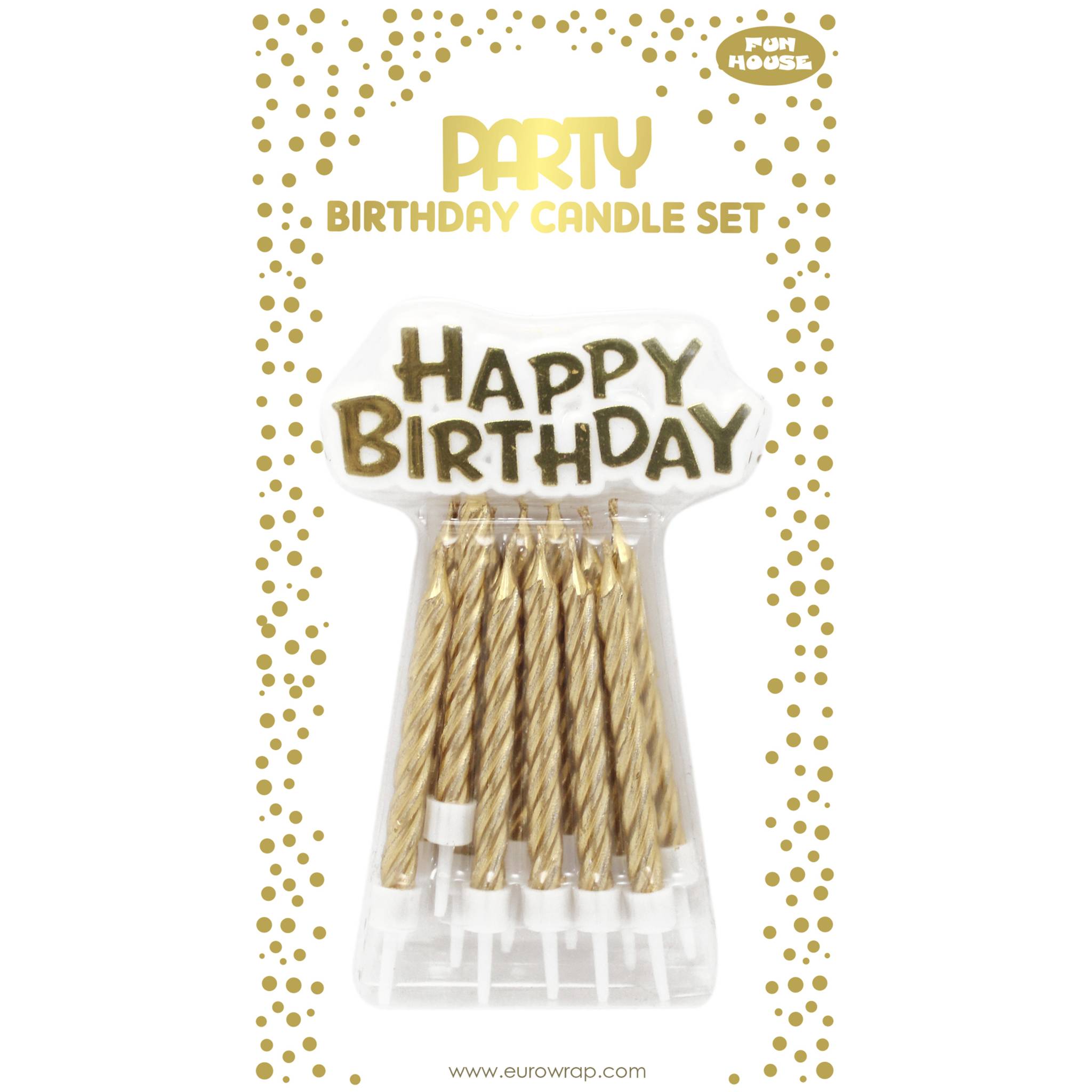 Clairefontaine 6x Set mit 12 goldenen Kerzen, 12haltern +Happy Birthday 26577-GC