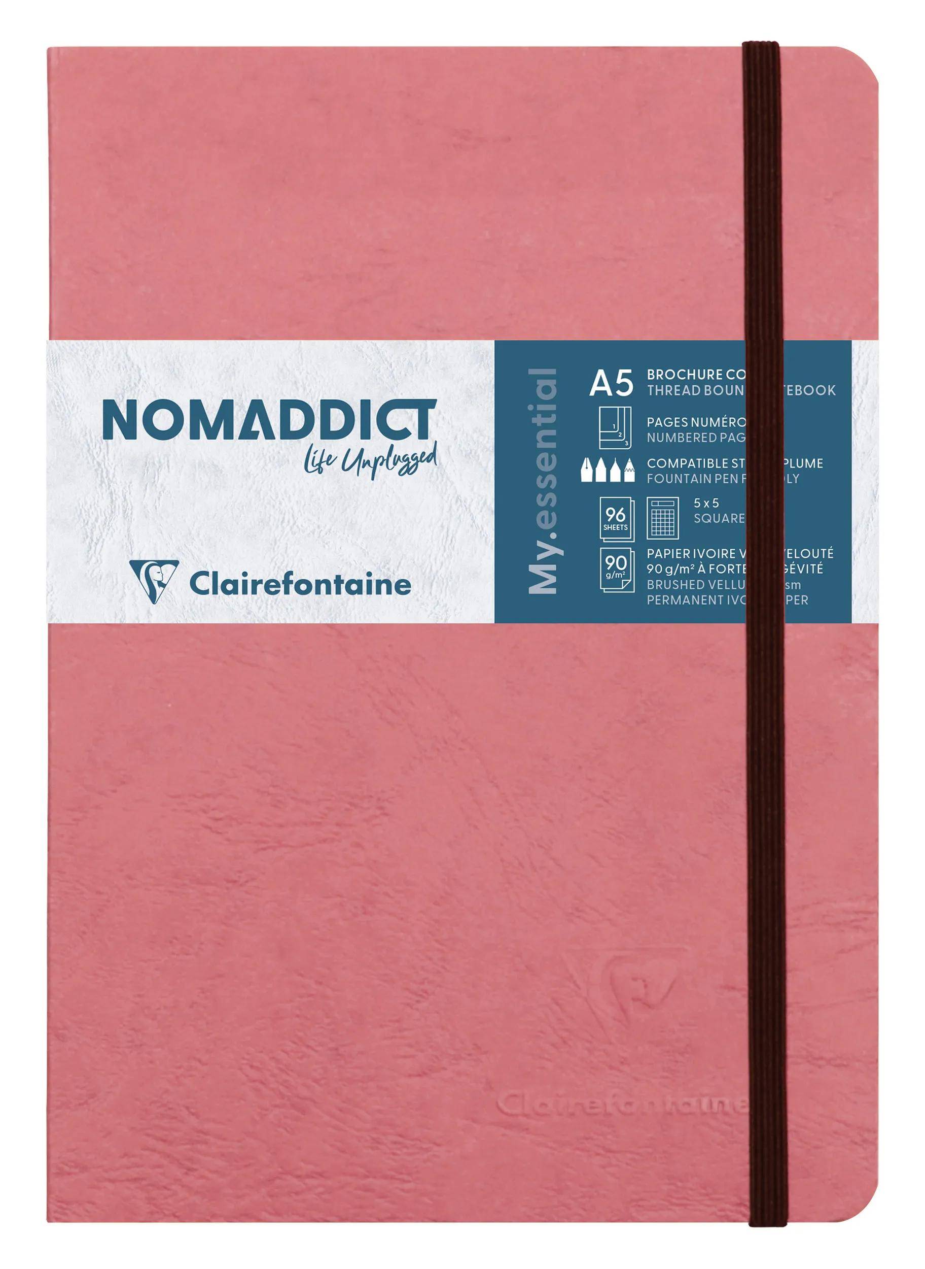 Clairefontaine 5x Notizbuch My.essential, A5 96 Bl kariert Antikrosa 793426C