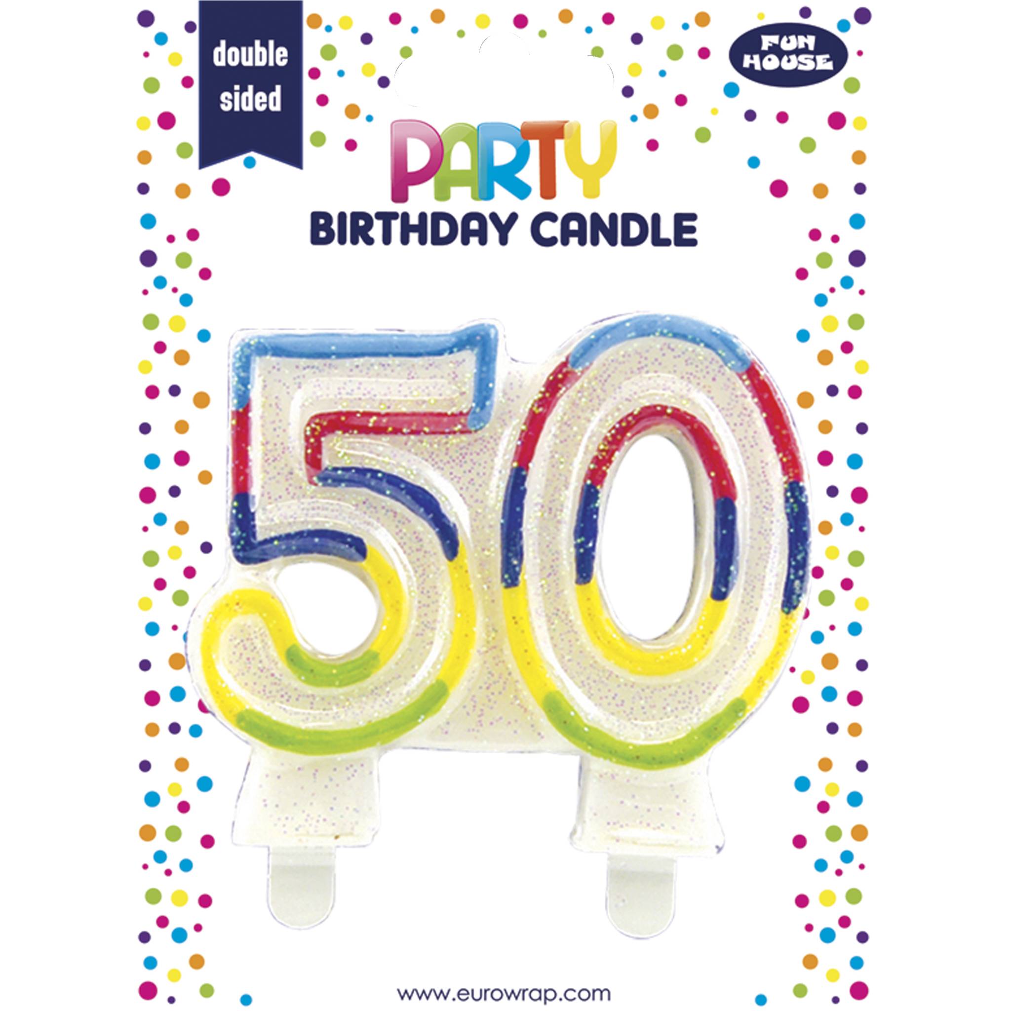 Clairefontaine 6x Geburtstagskerze, Zahl 50 - Mehrfarbig 6834-50C