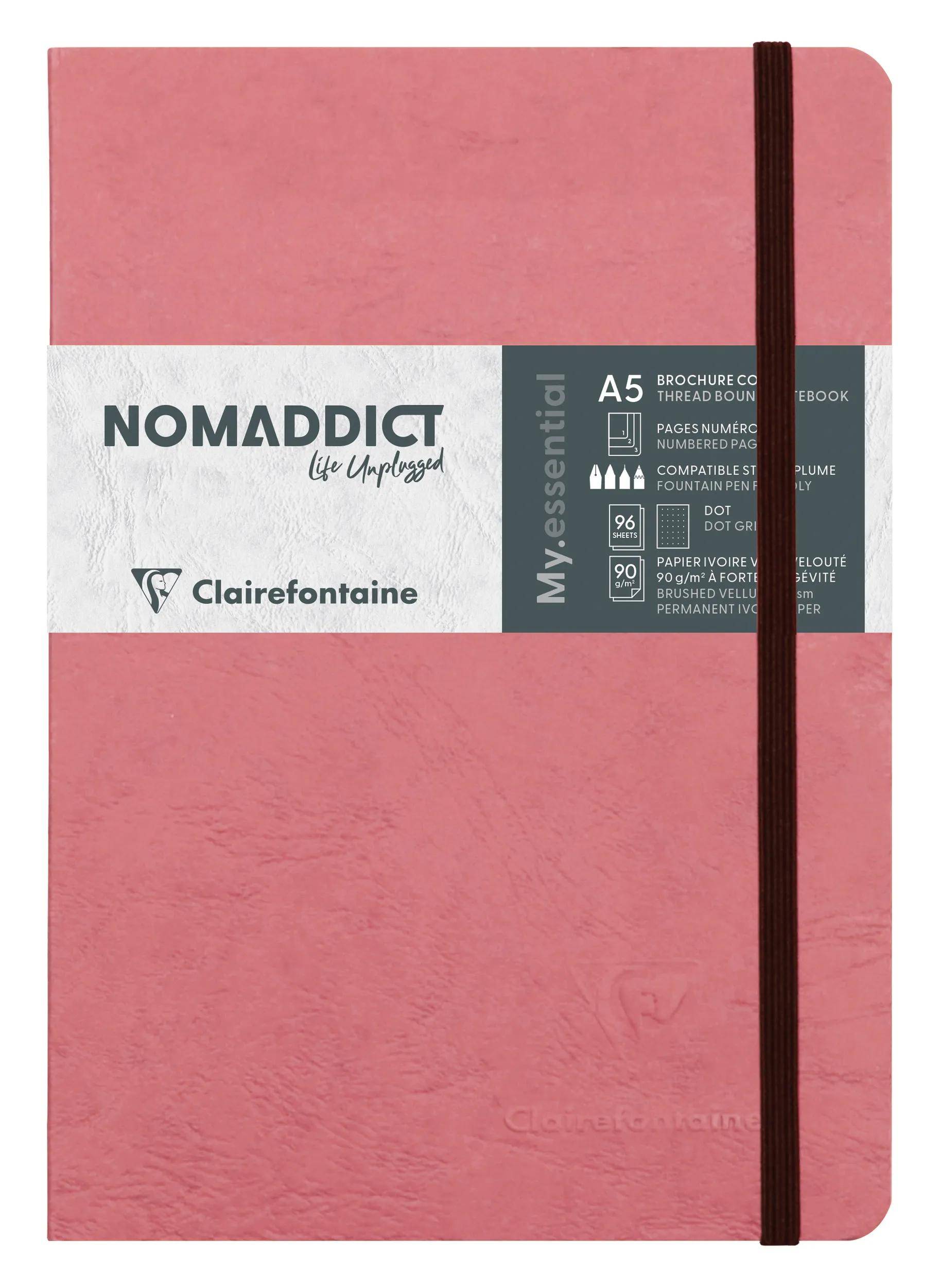 Clairefontaine 5x Notizbuch My.essential, A5 96 Bl dot/kariert Antikrosa 793436C