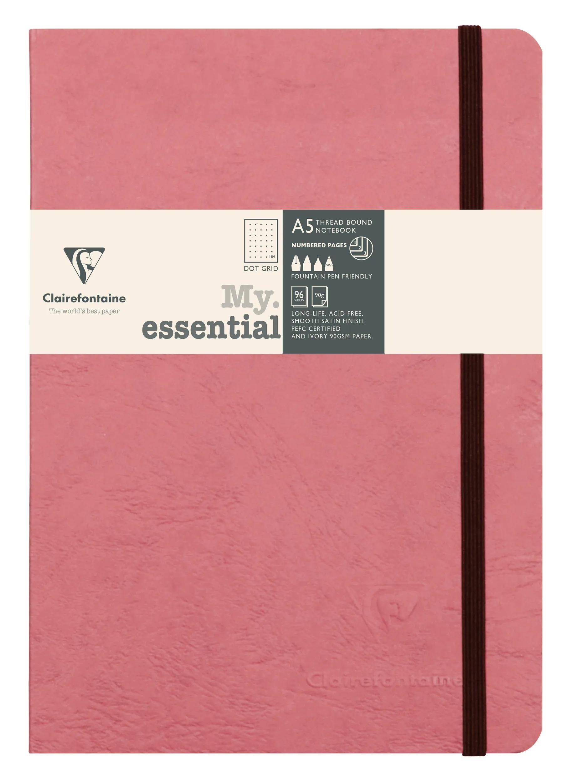 Clairefontaine 5x Notizbuch My.essential, A5 96 Bl dot/kariert Antikrosa 793436C