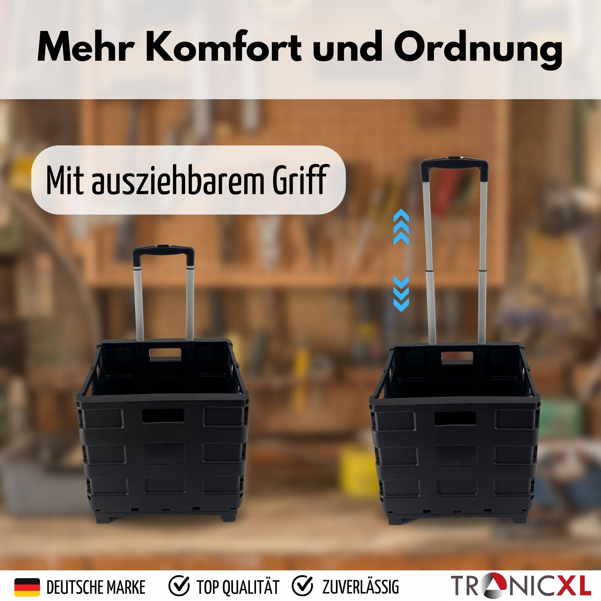 Werkzeugtrolley Werkstattwagen Putzwagen Putztrolley Transport Roller mit Box Trolley Transportroller mit großen Reifen Transporttrolley mit Kiste