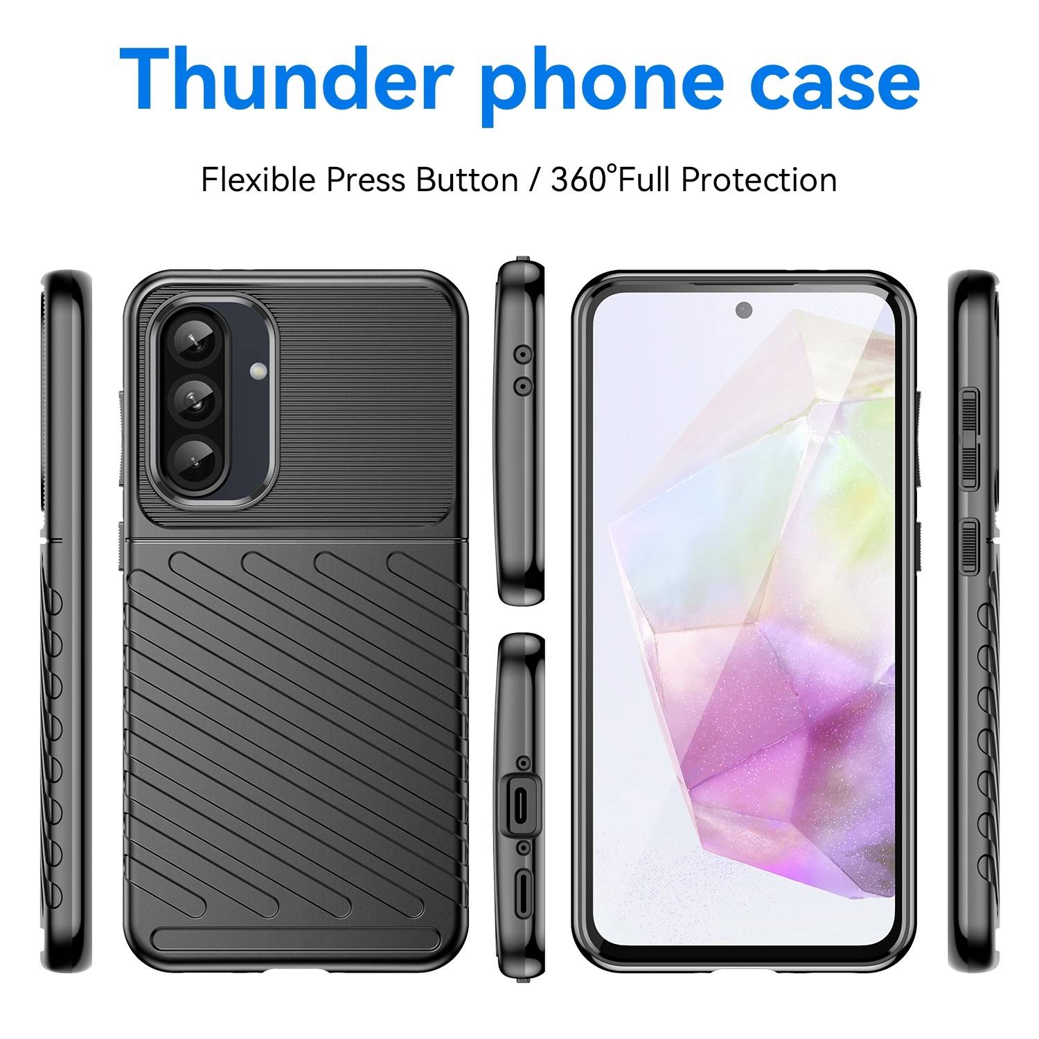 Für Samsung Galaxy A56 / A36 Schockfeste Thunderbolt TPU Handy Hülle Schwarz