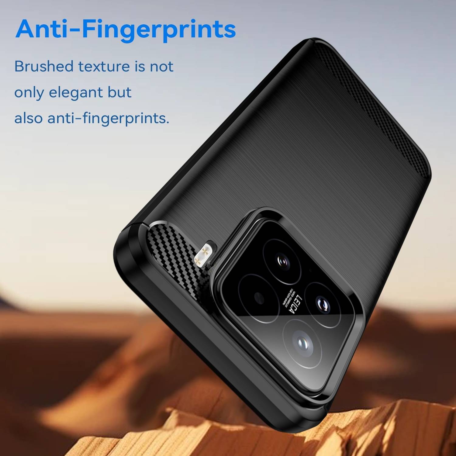 Für Xiaomi 15 Carbon Fiber Brushed Design Textur TPU Handy Hülle Cover Schwarz