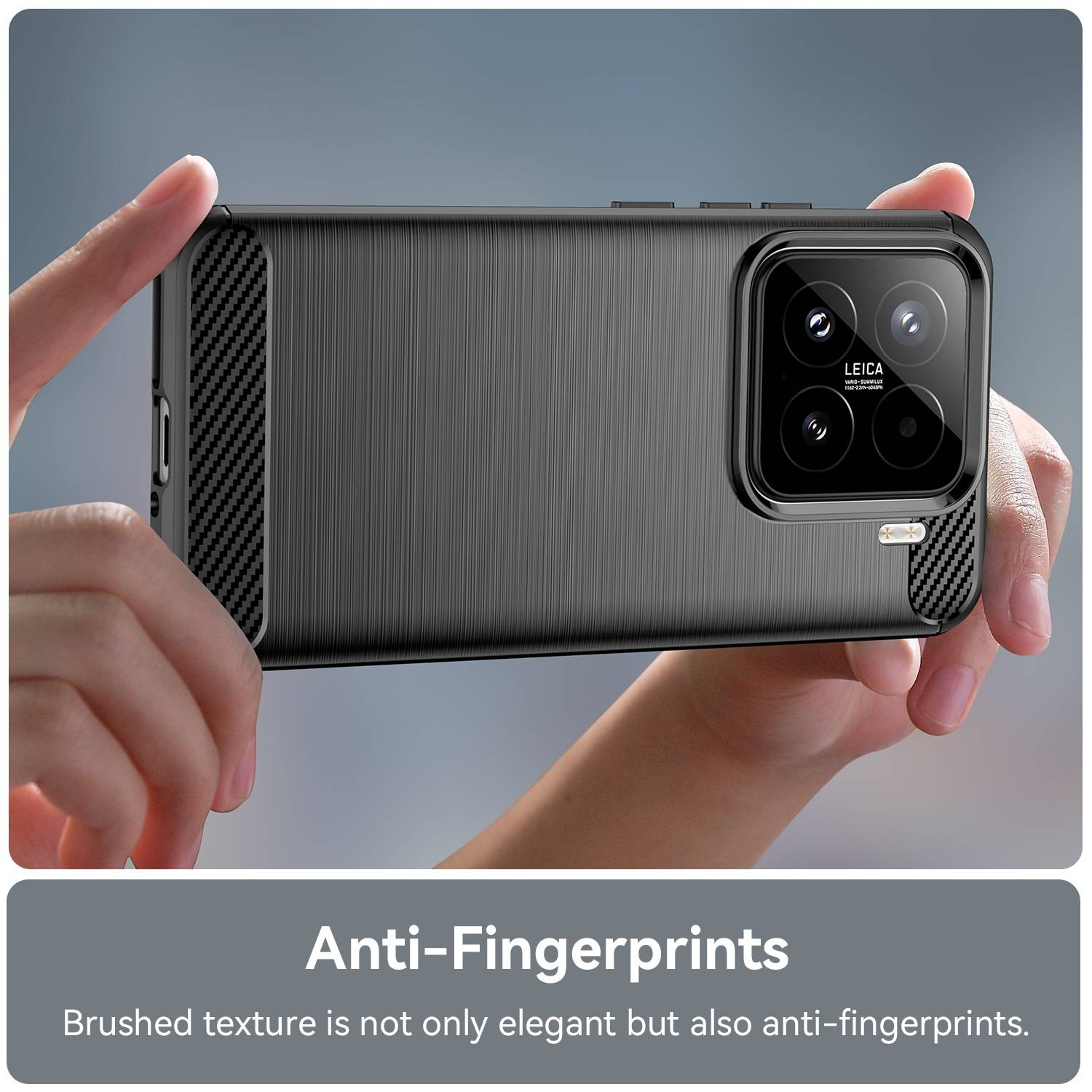 Für Xiaomi 15 Carbon Fiber Brushed Design Textur TPU Handy Hülle Cover Schwarz