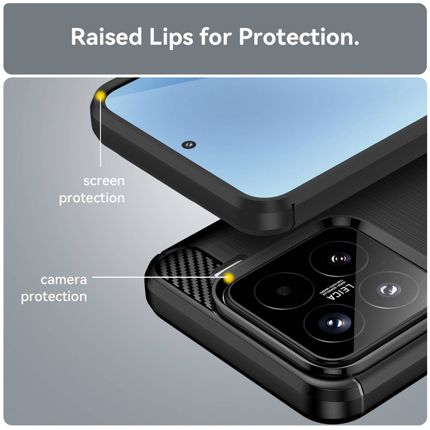 Für Xiaomi 15 Carbon Fiber Brushed Design Textur TPU Handy Hülle Cover Schwarz