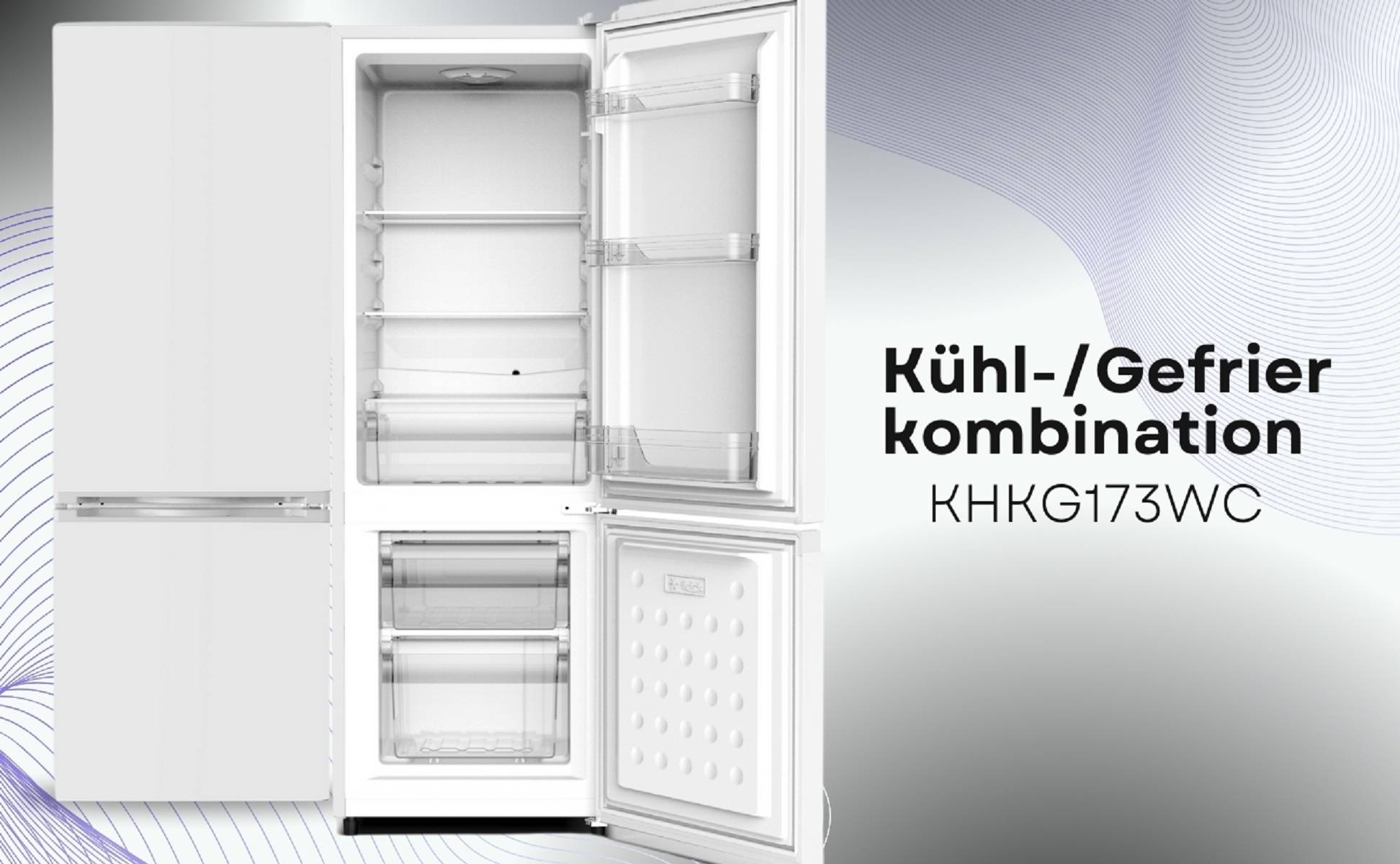 PKM Kühlgefrierkombination KHKG173WC weiß 161L Kühlschrank LED