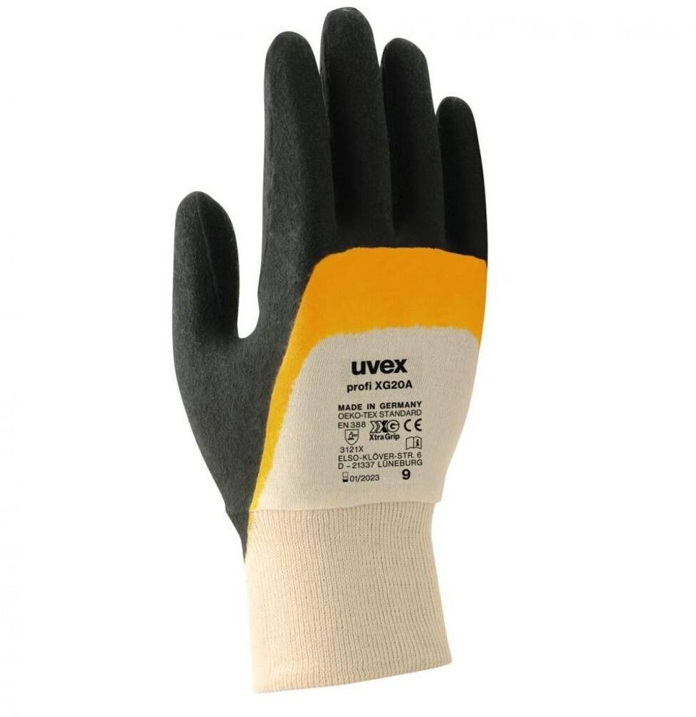 Uvex Profi ErgoArbeitshandschuhe Größe 11, Orange/Schwarz - 1 Paar