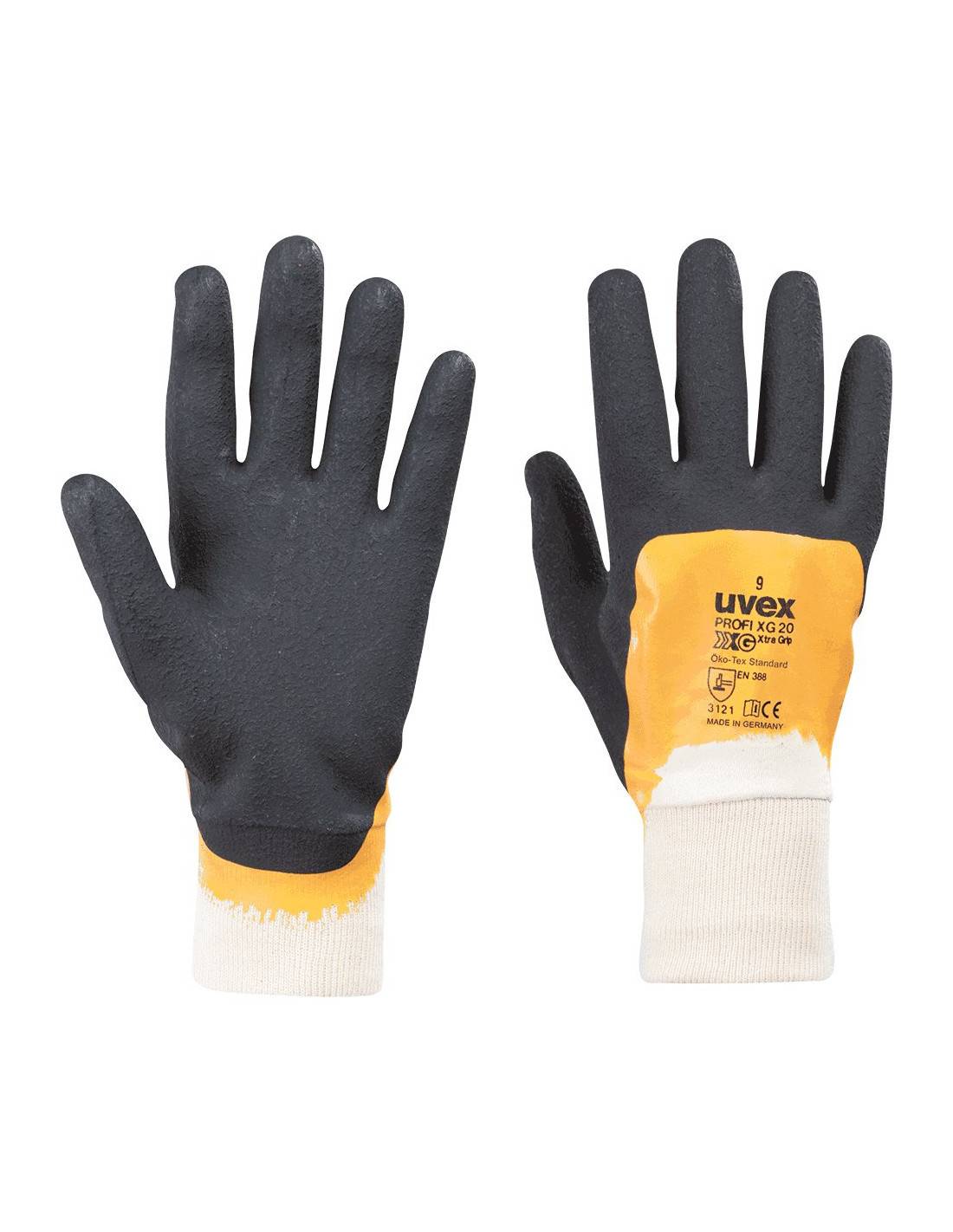 Uvex Profi ErgoArbeitshandschuhe Größe 11, Orange/Schwarz - 1 Paar