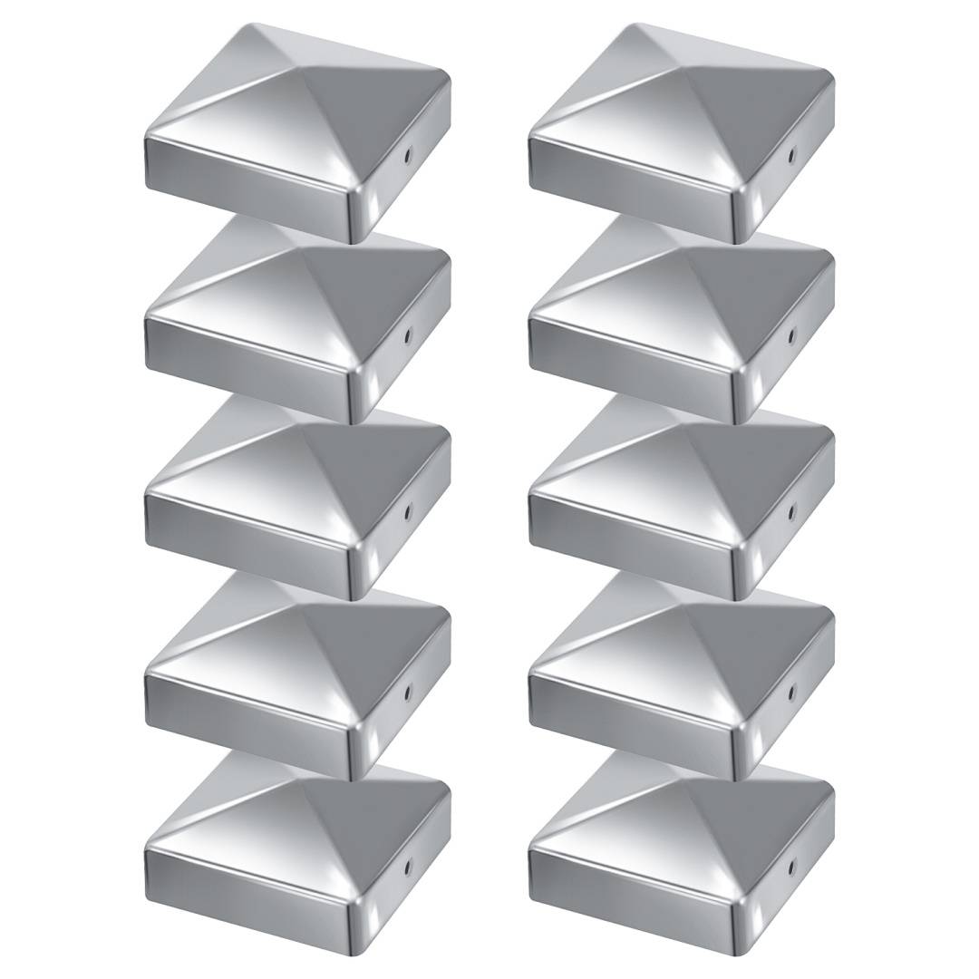 10x Pfosteankappe Pyramide 91X91mm Abdeckkappe für Pfosten Zierkappe Silber